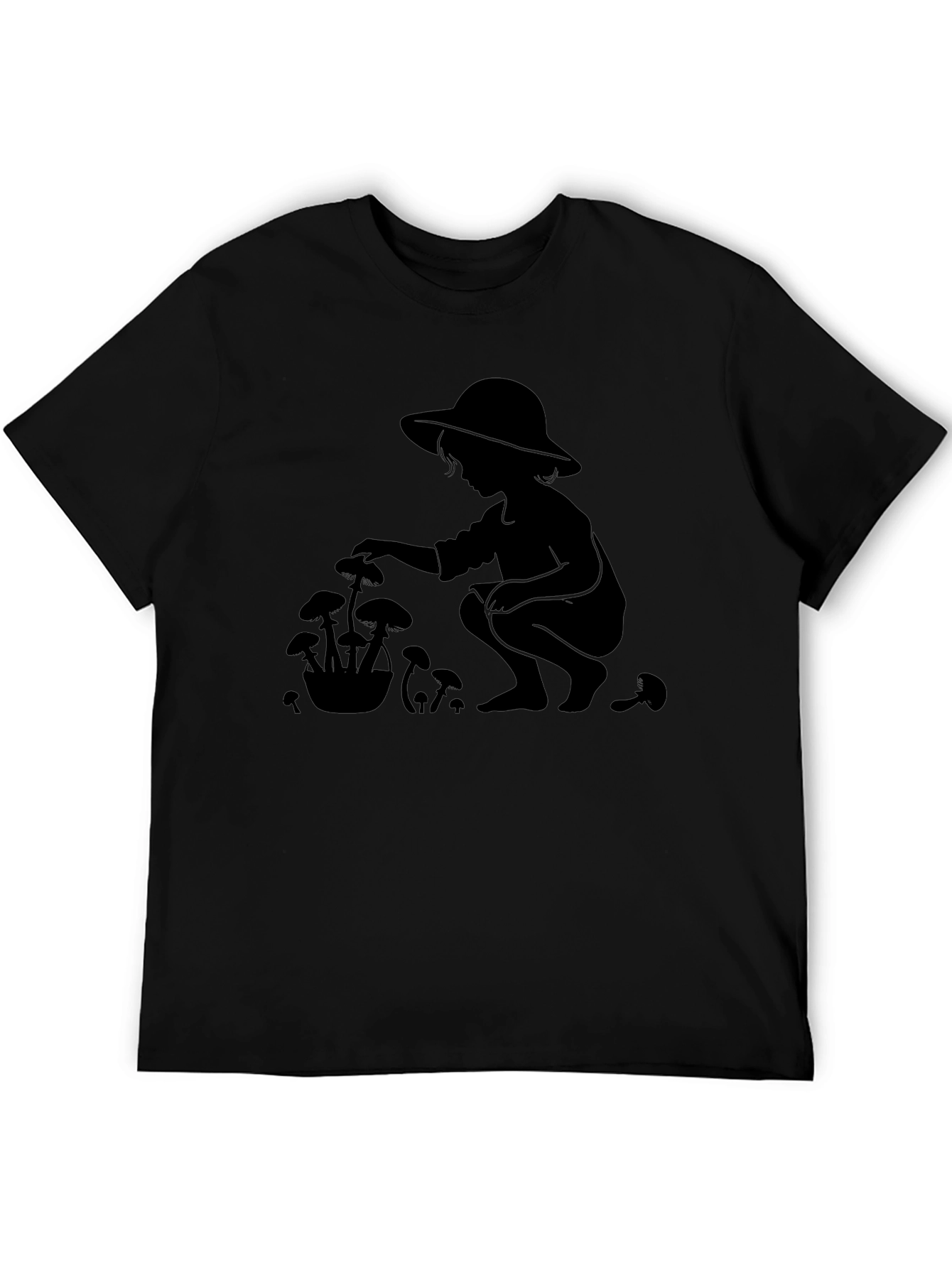 Mushroom Picker Graphic Tee - Black Cotton T-Shirt