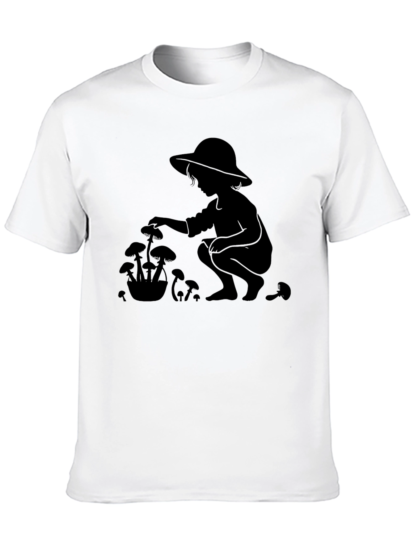 Mushroom Picker Graphic Tee - Black Cotton T-Shirt