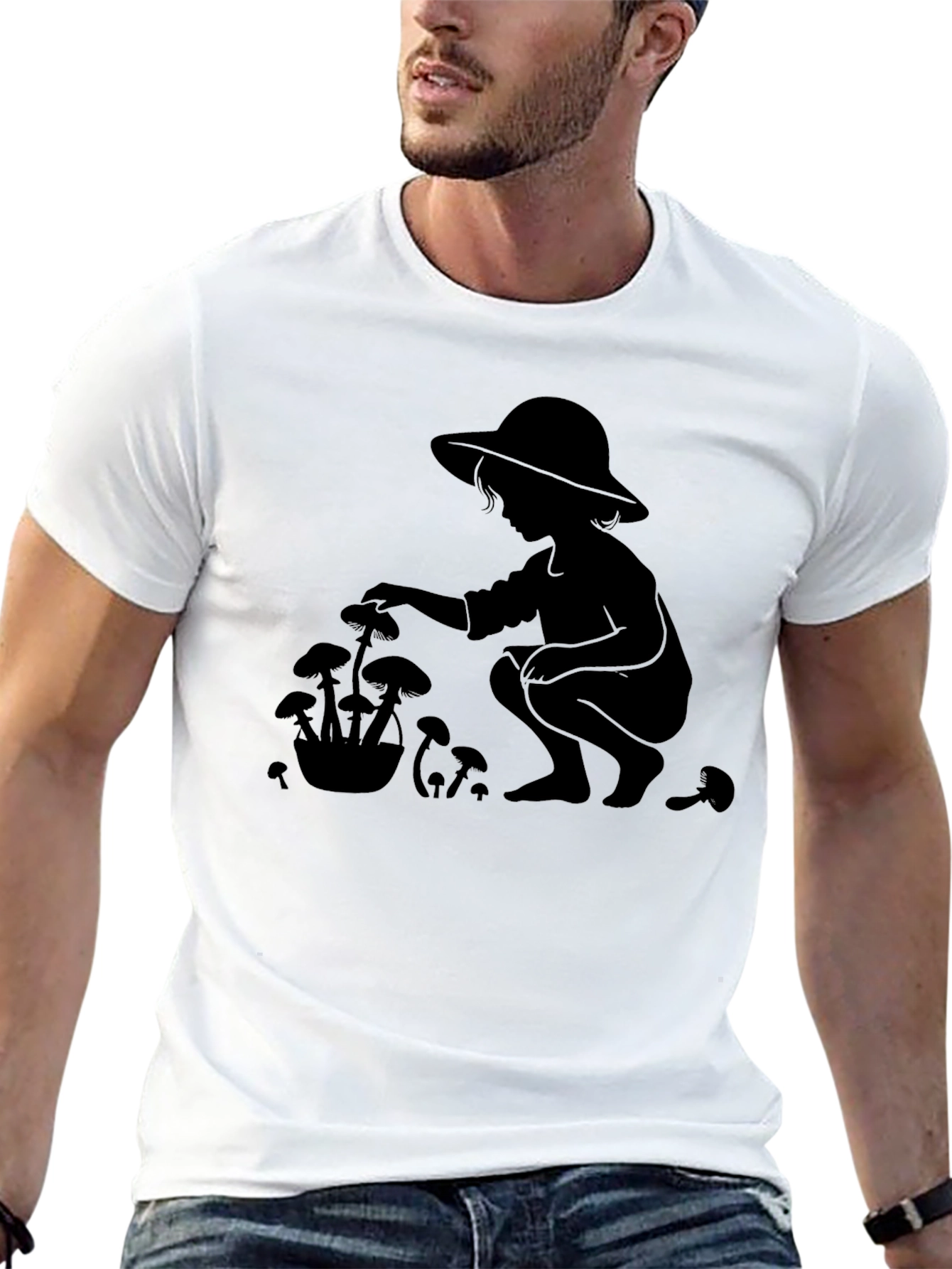 Mushroom Picker Graphic Tee - Black Cotton T-Shirt