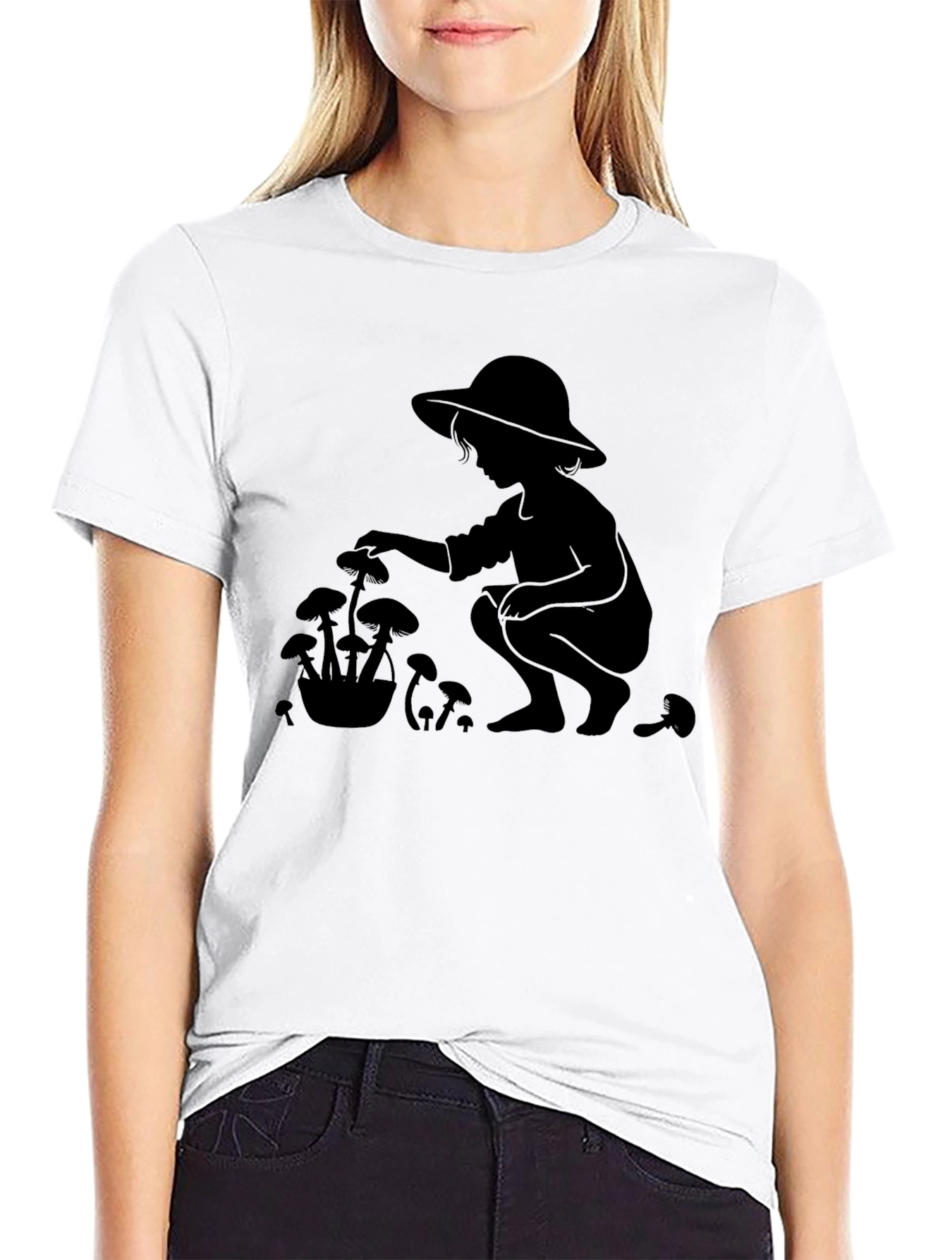 Mushroom Picker Graphic Tee - Black Cotton T-Shirt