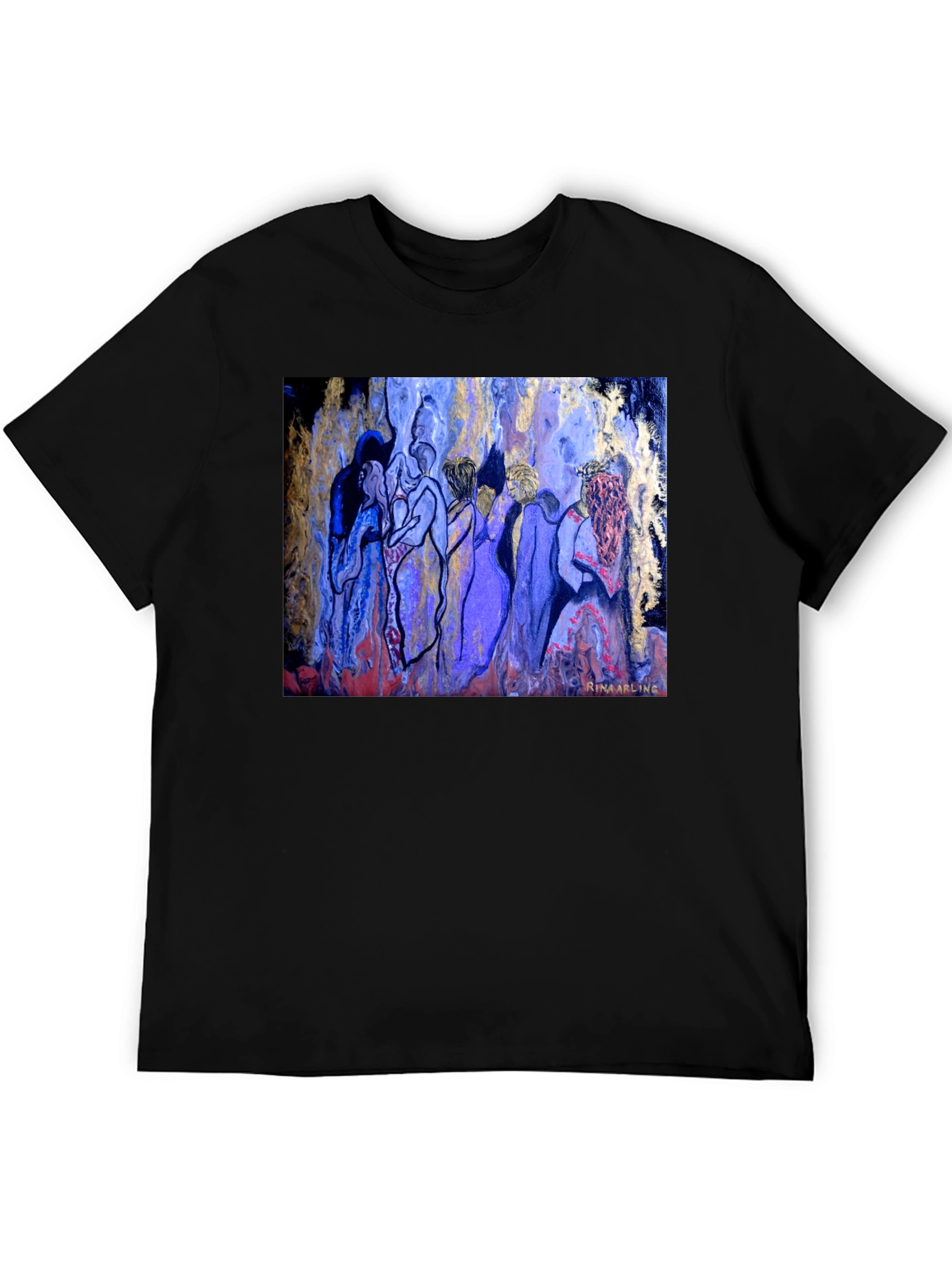 Abstract Women Art Print Black T-Shirt