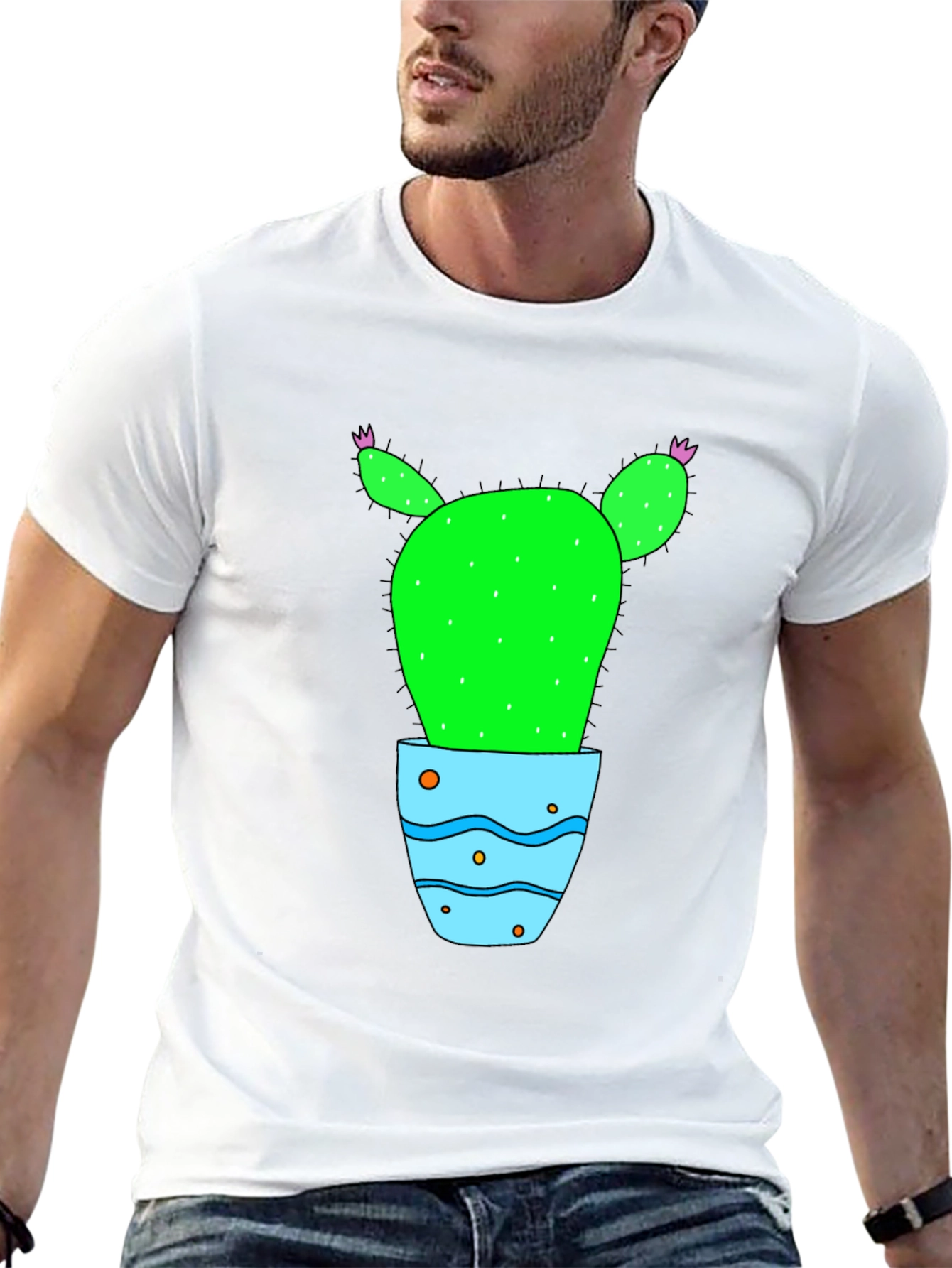 Cactus in Pot Graphic Tee - Black