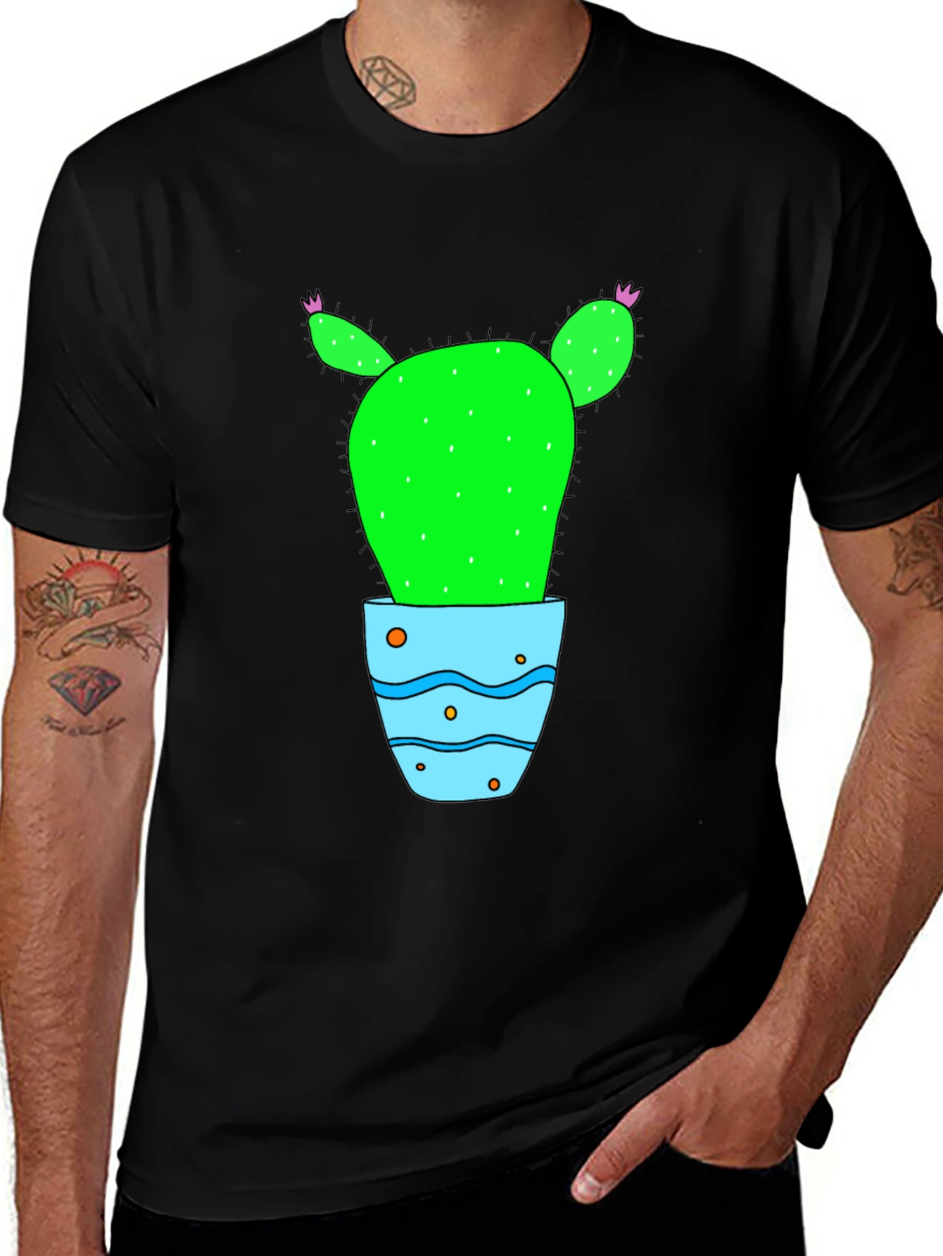 Cactus in Pot Graphic Tee - Black