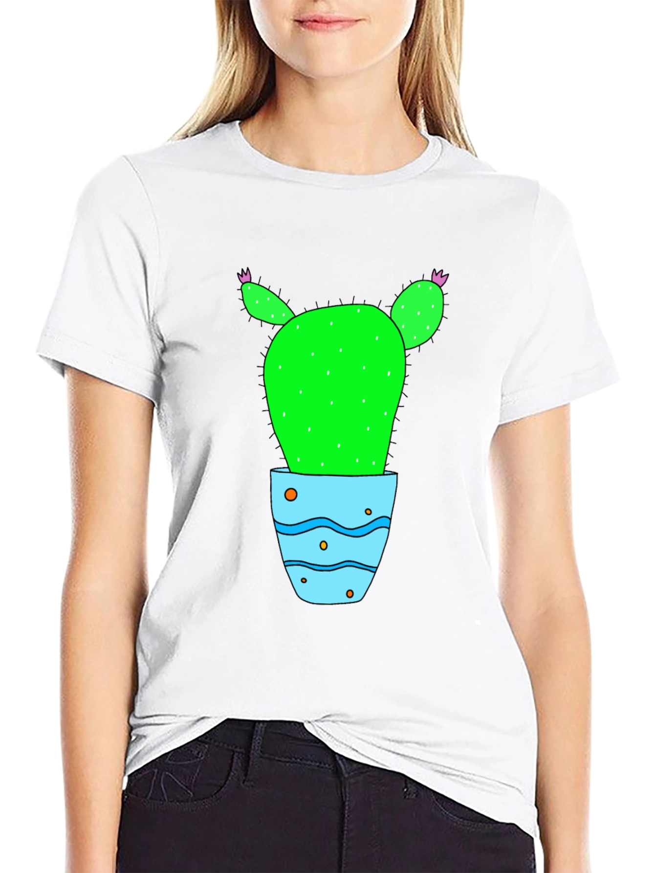 Cactus in Pot Graphic Tee - Black