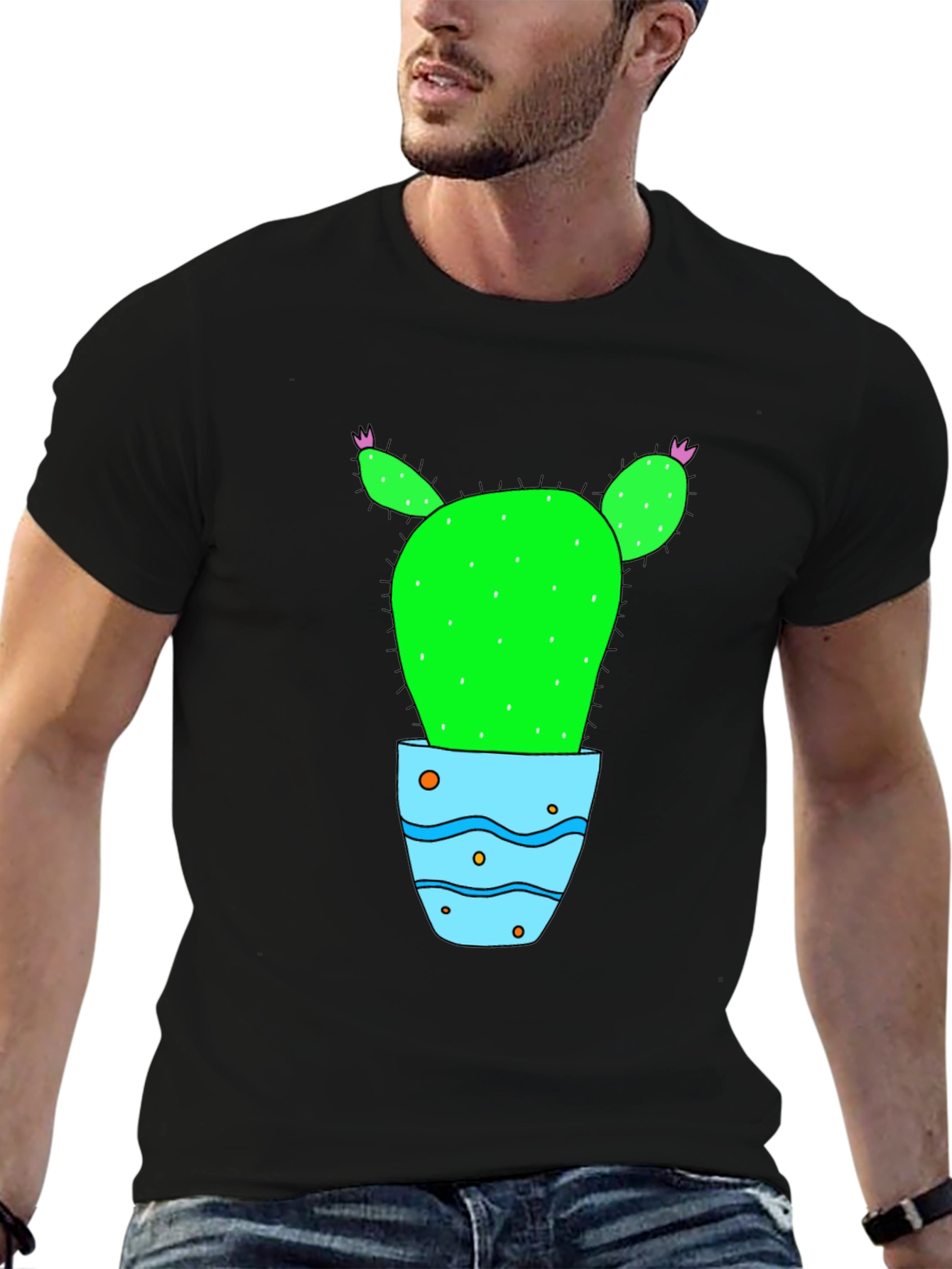 Cactus in Pot Graphic Tee - Black