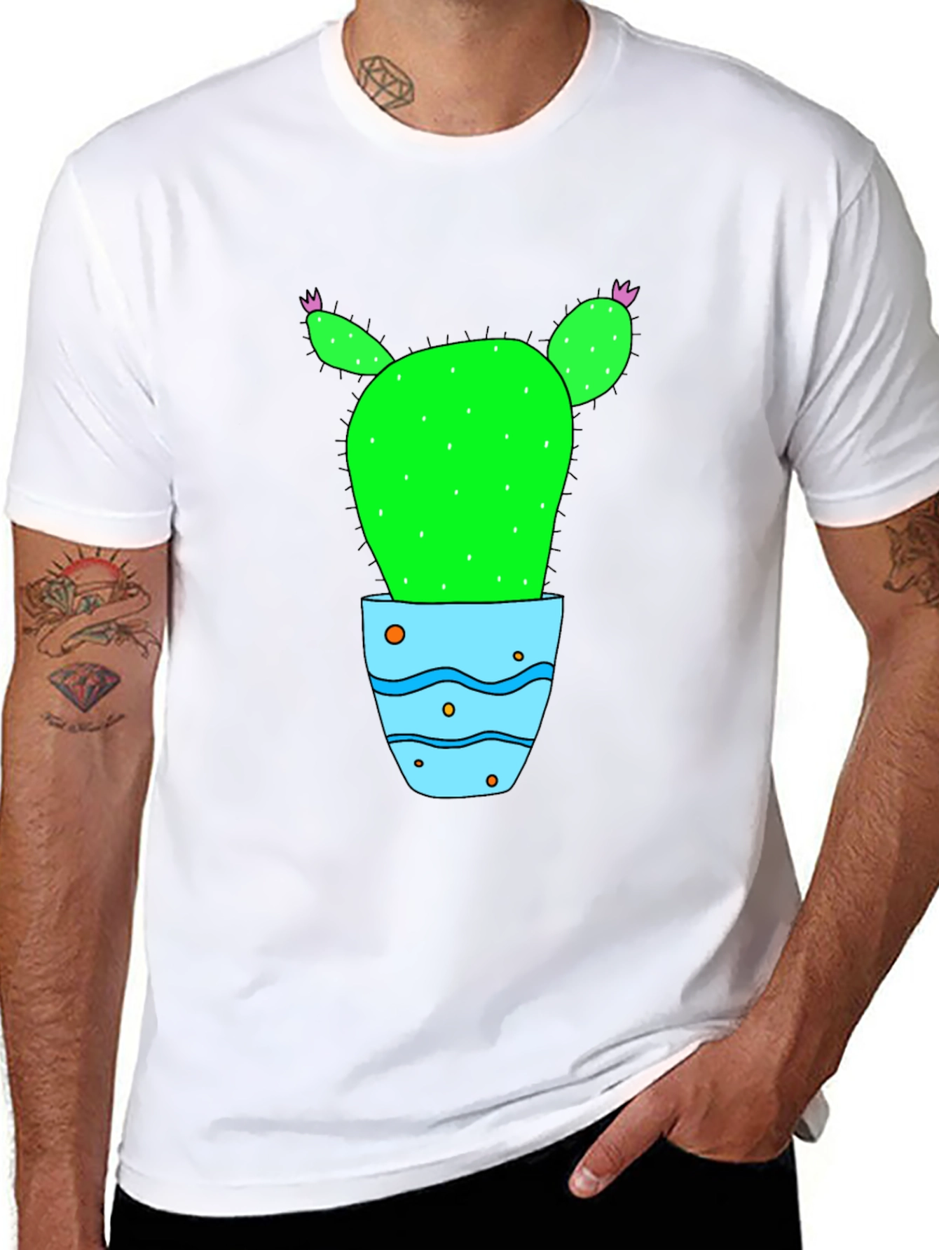 Cactus in Pot Graphic Tee - Black