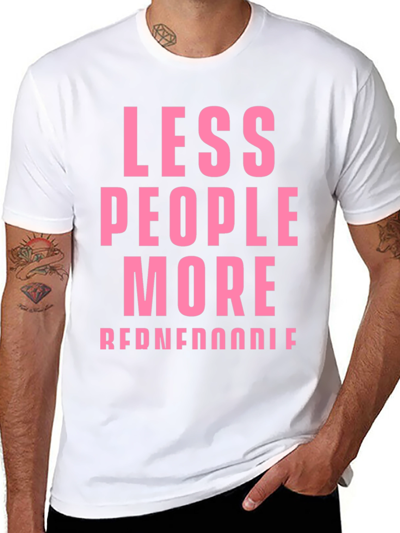 Less People More Reddendoodle Pink Graphic Tee
