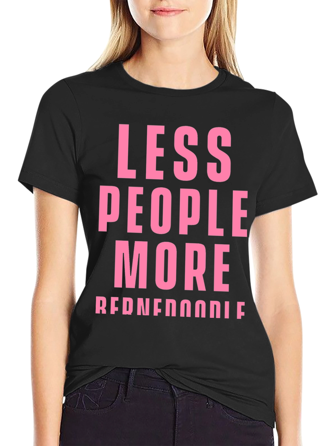 Less People More Reddendoodle Pink Graphic Tee