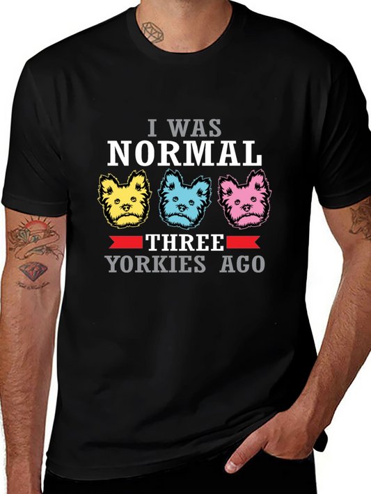 Normal Three Yorkies Ago Black T-Shirt