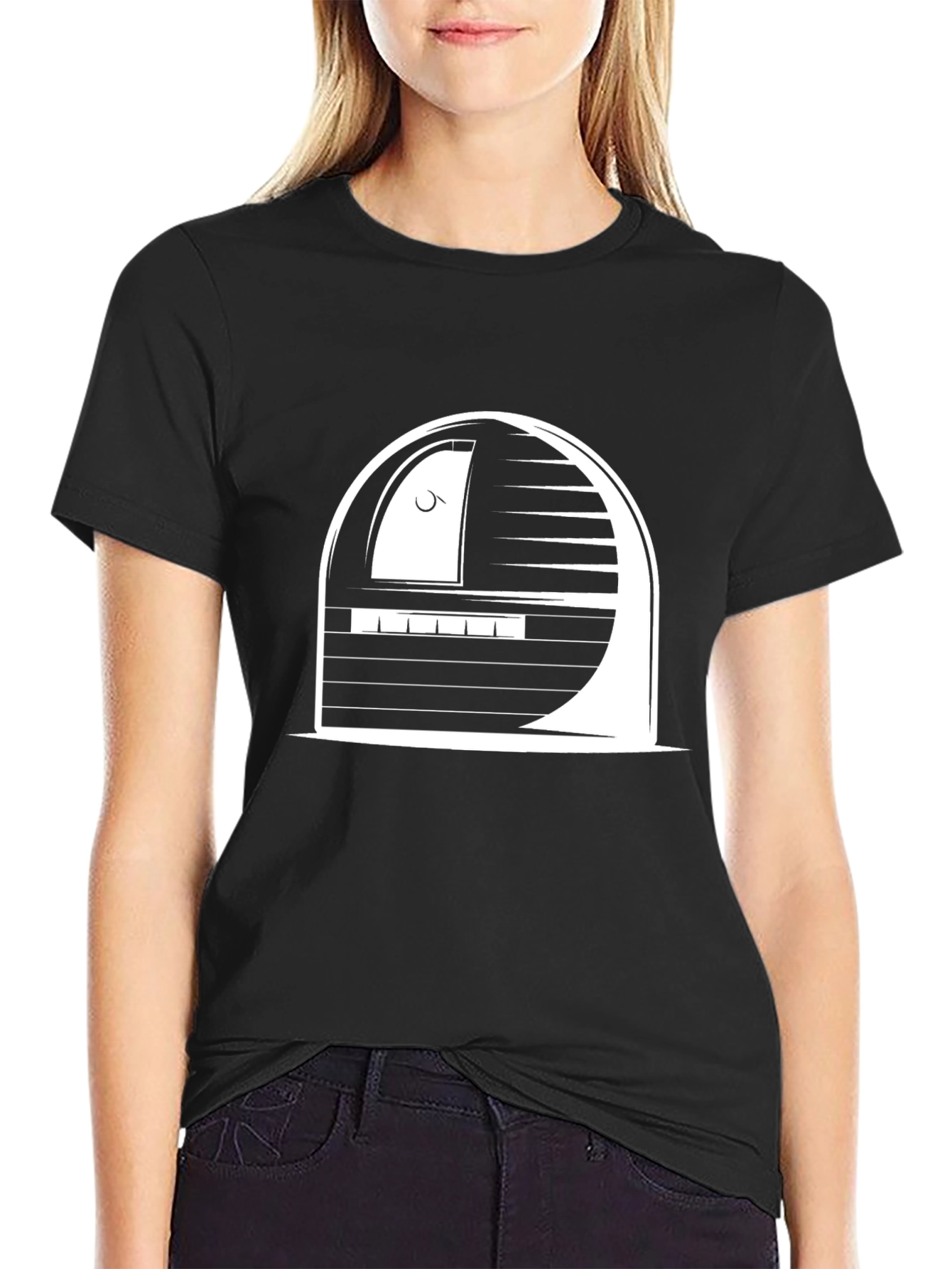 Unique White Graphic Print Black T-Shirt