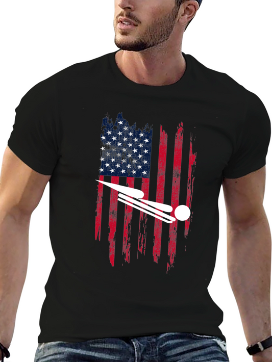 USA Luge Patriotic Black T-Shirt
