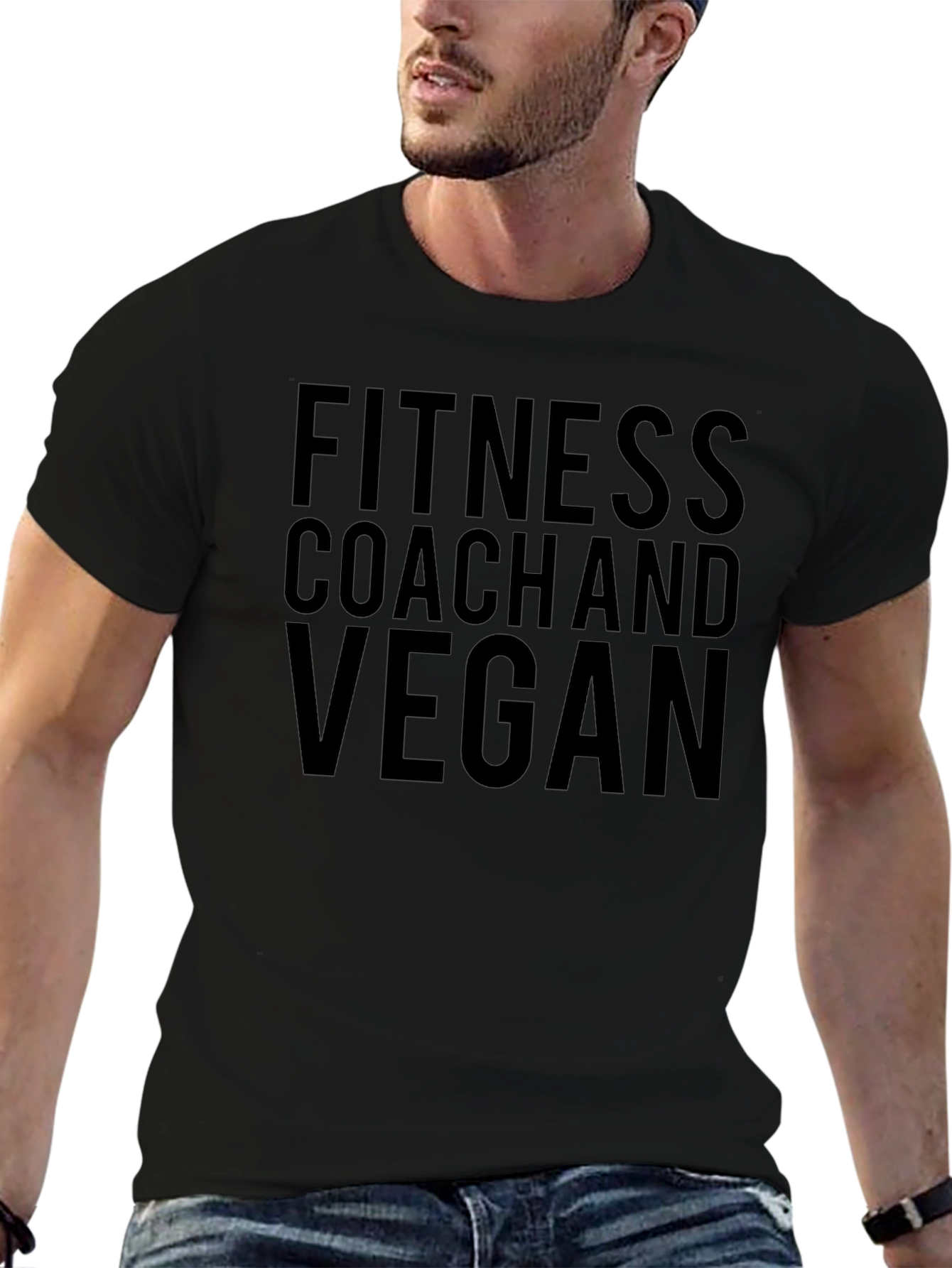 Fitness Coach and Vegan T-Shirt - Black