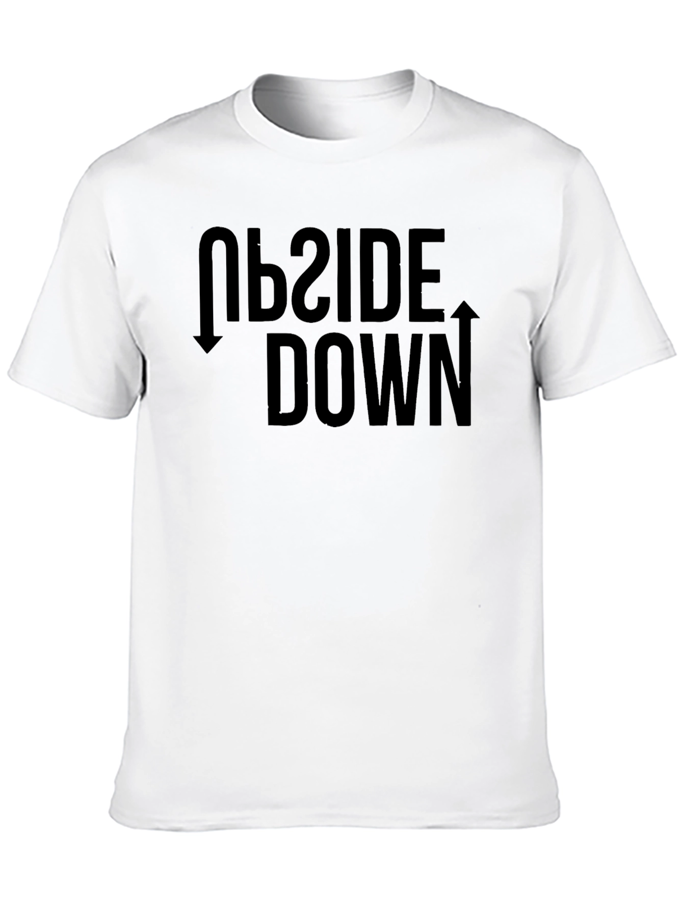 Upside Down Graphic Tee - Black Cotton T-Shirt