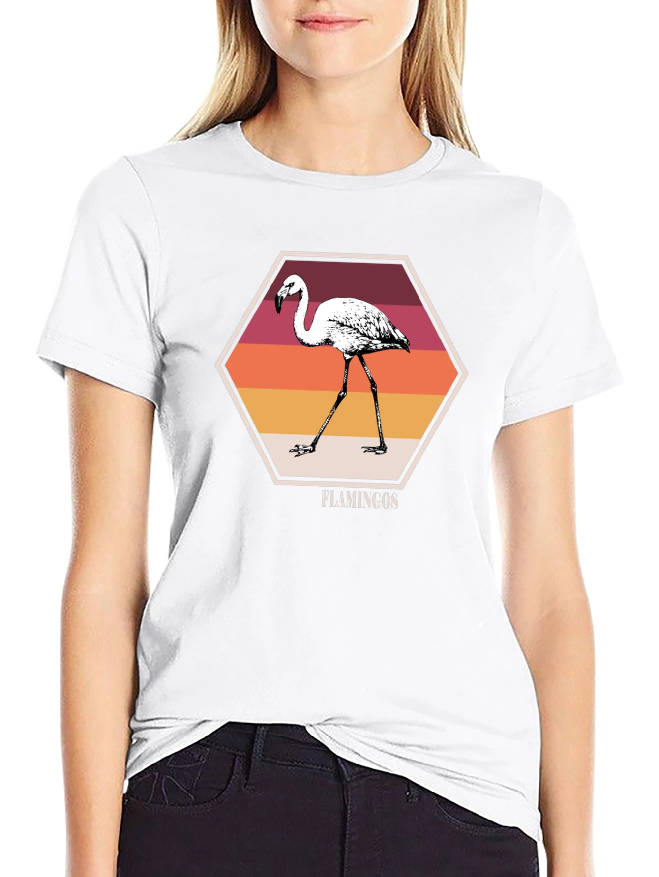 Flamingo Graphic Print Black Tee