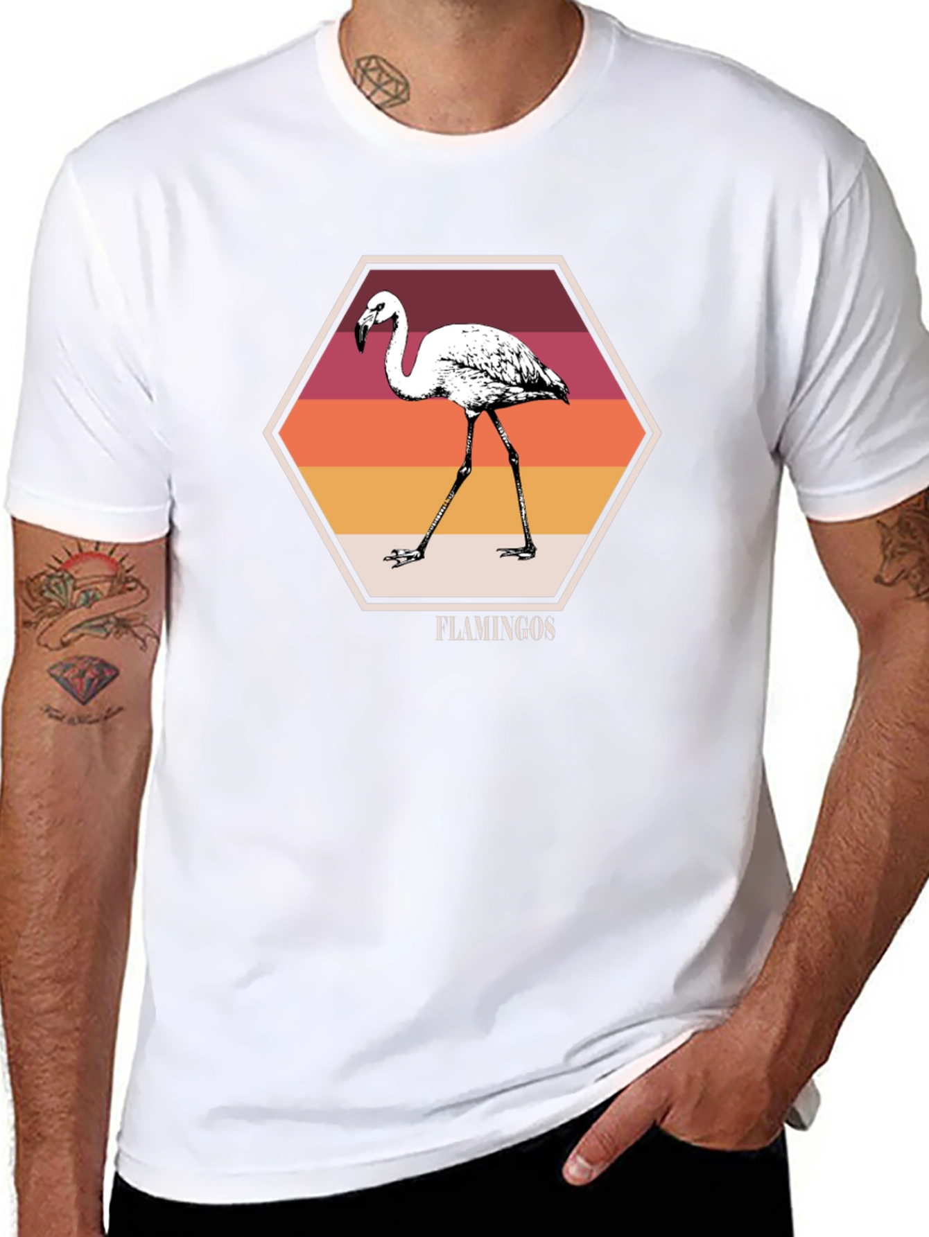 Flamingo Graphic Print Black Tee