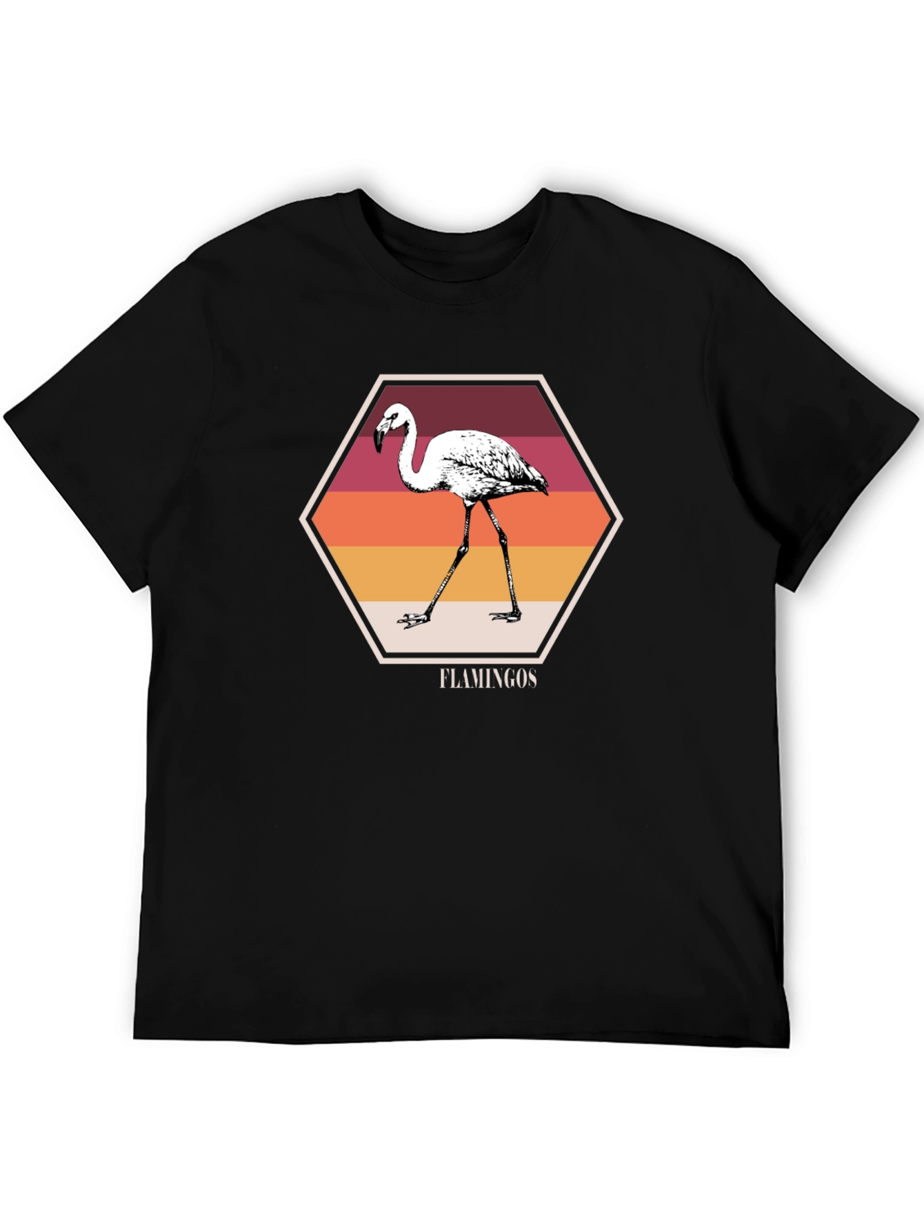 Flamingo Graphic Print Black Tee