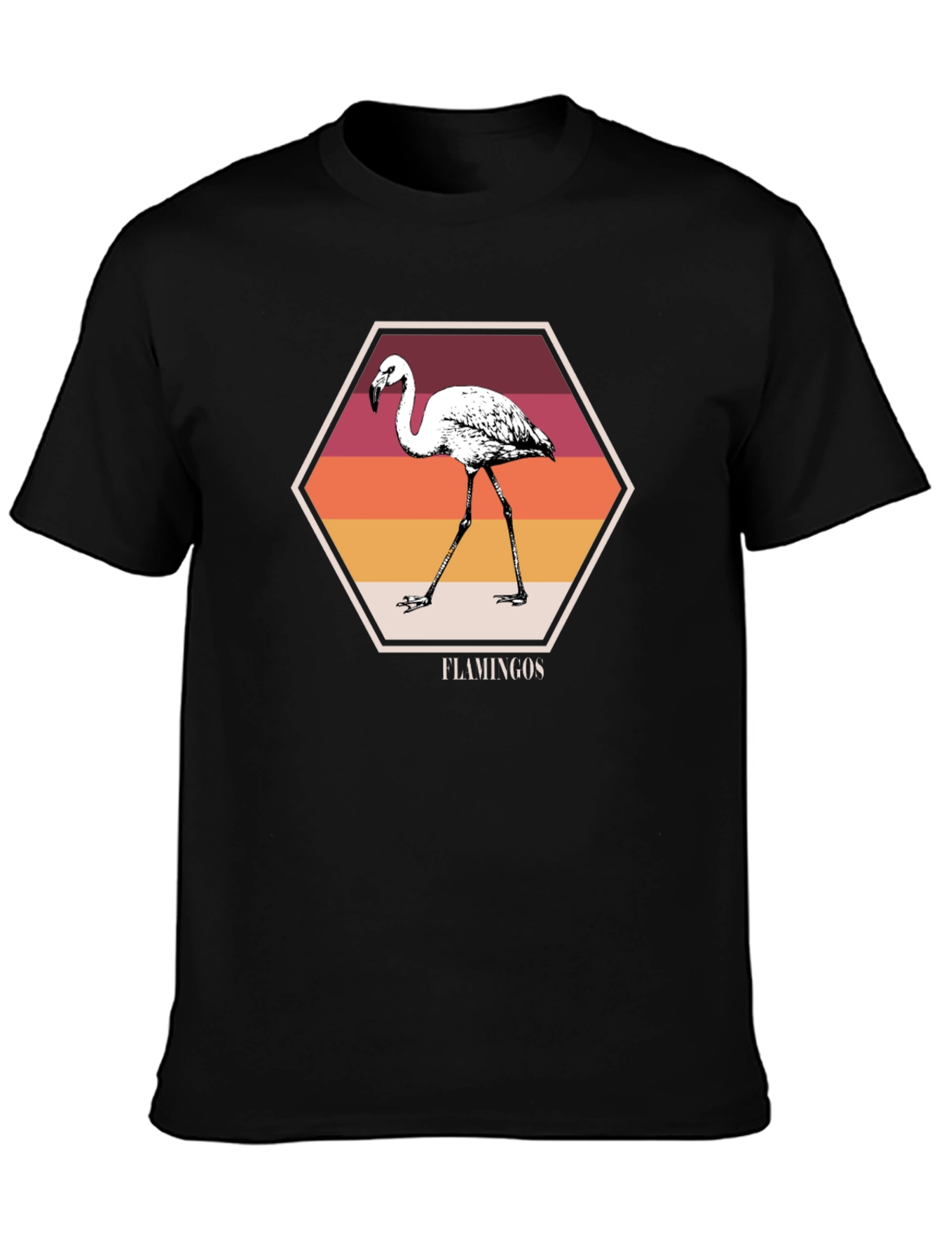 Flamingo Graphic Print Black Tee