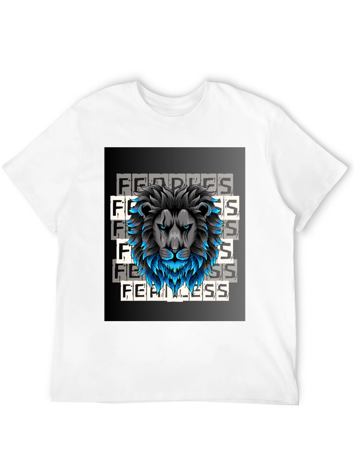 Fearless Lion Graphic Tee - Black Cotton T-Shirt