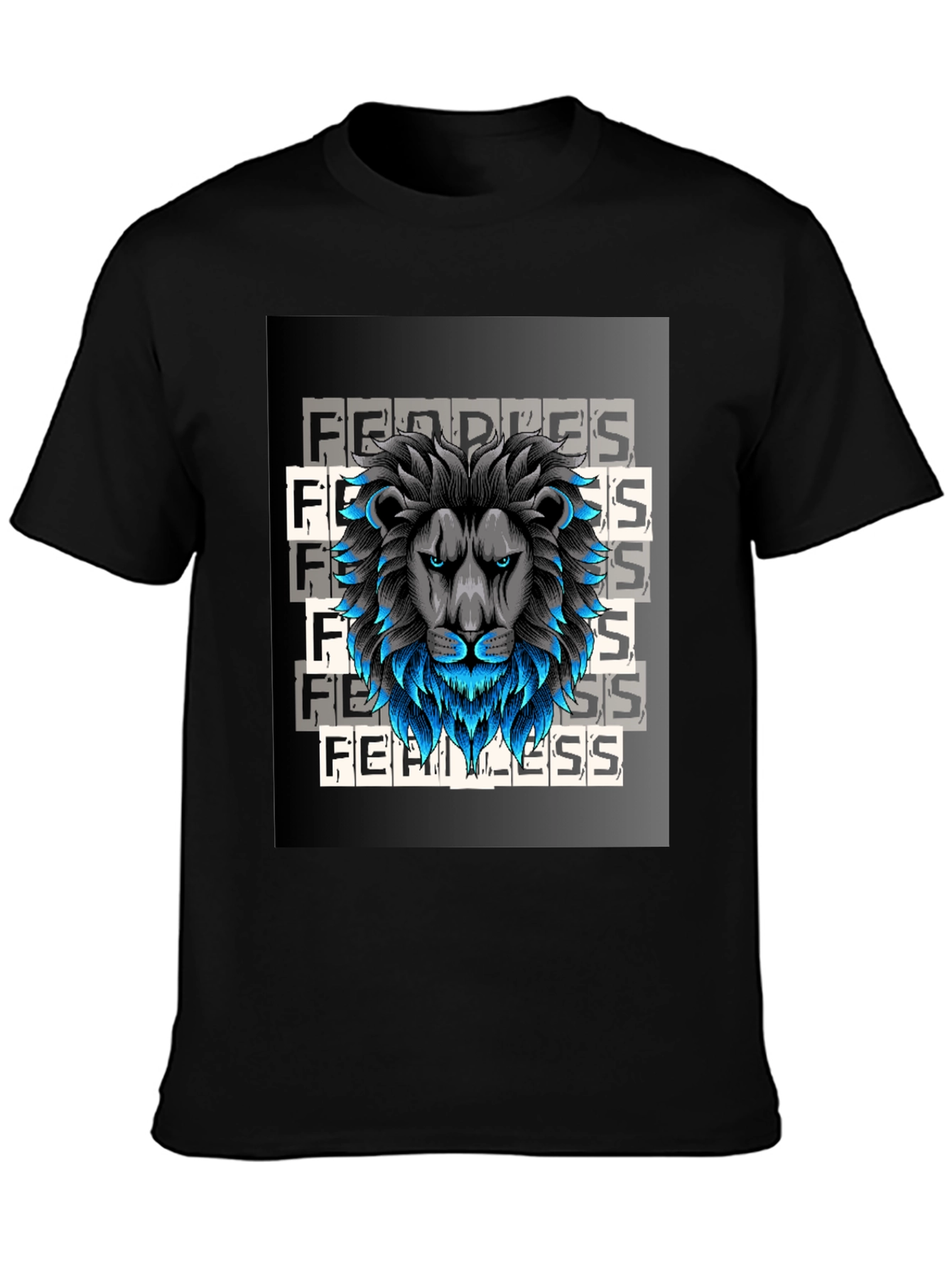 Fearless Lion Graphic Tee - Black Cotton T-Shirt