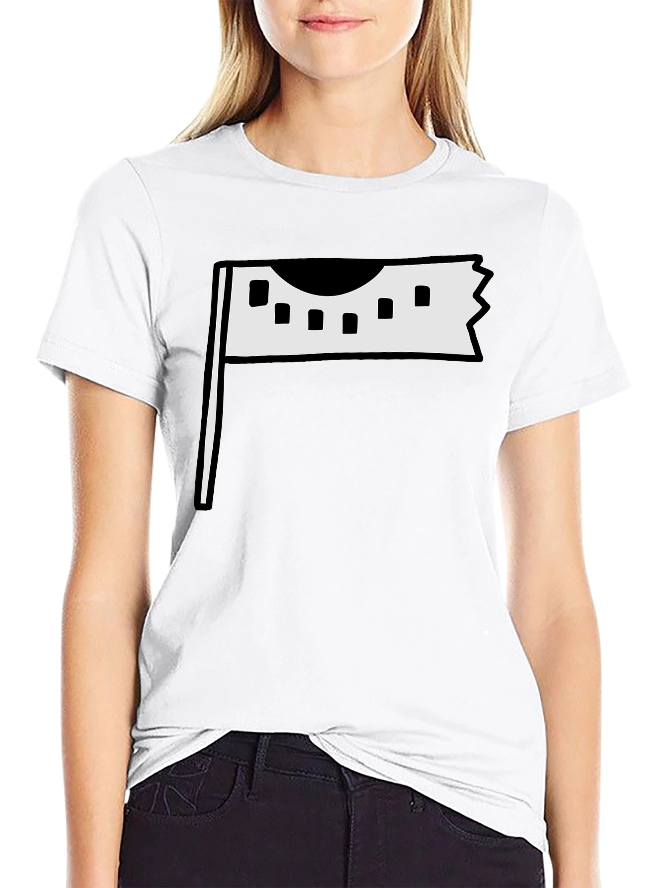 Modern Flag Graphic Tee - Black Cotton Casual Wear