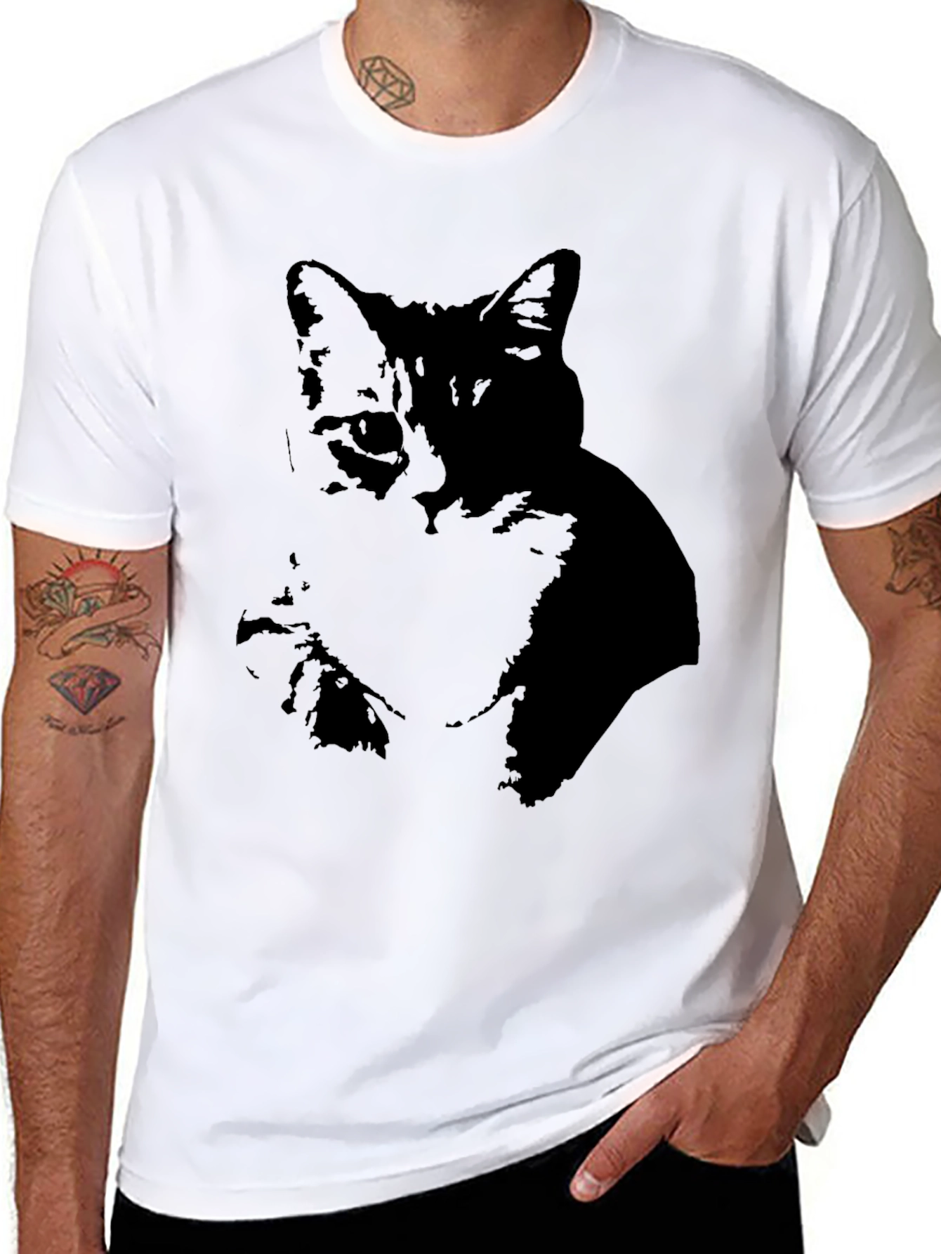 Black Cat Silhouette Graphic Tee