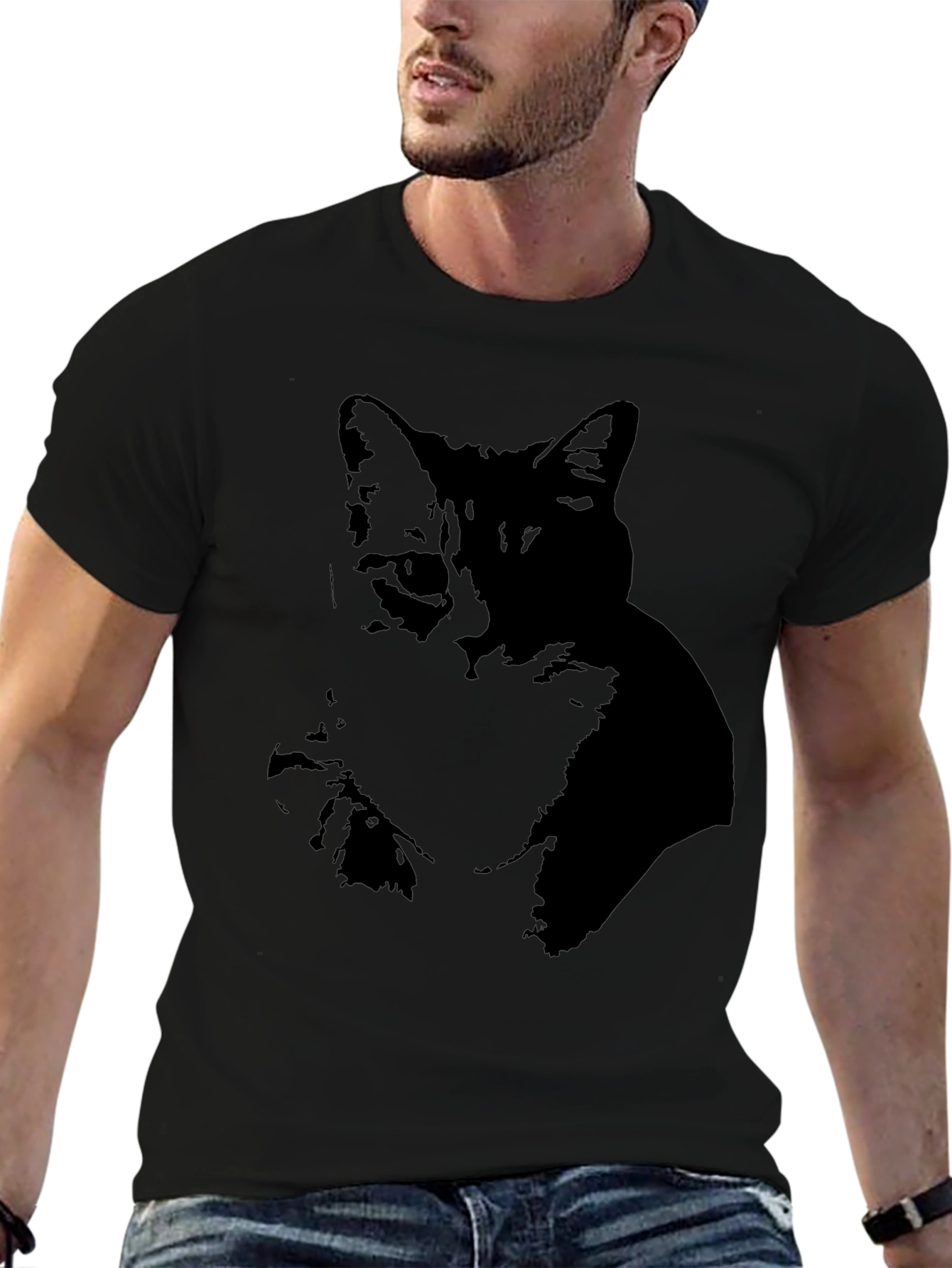 Black Cat Silhouette Graphic Tee