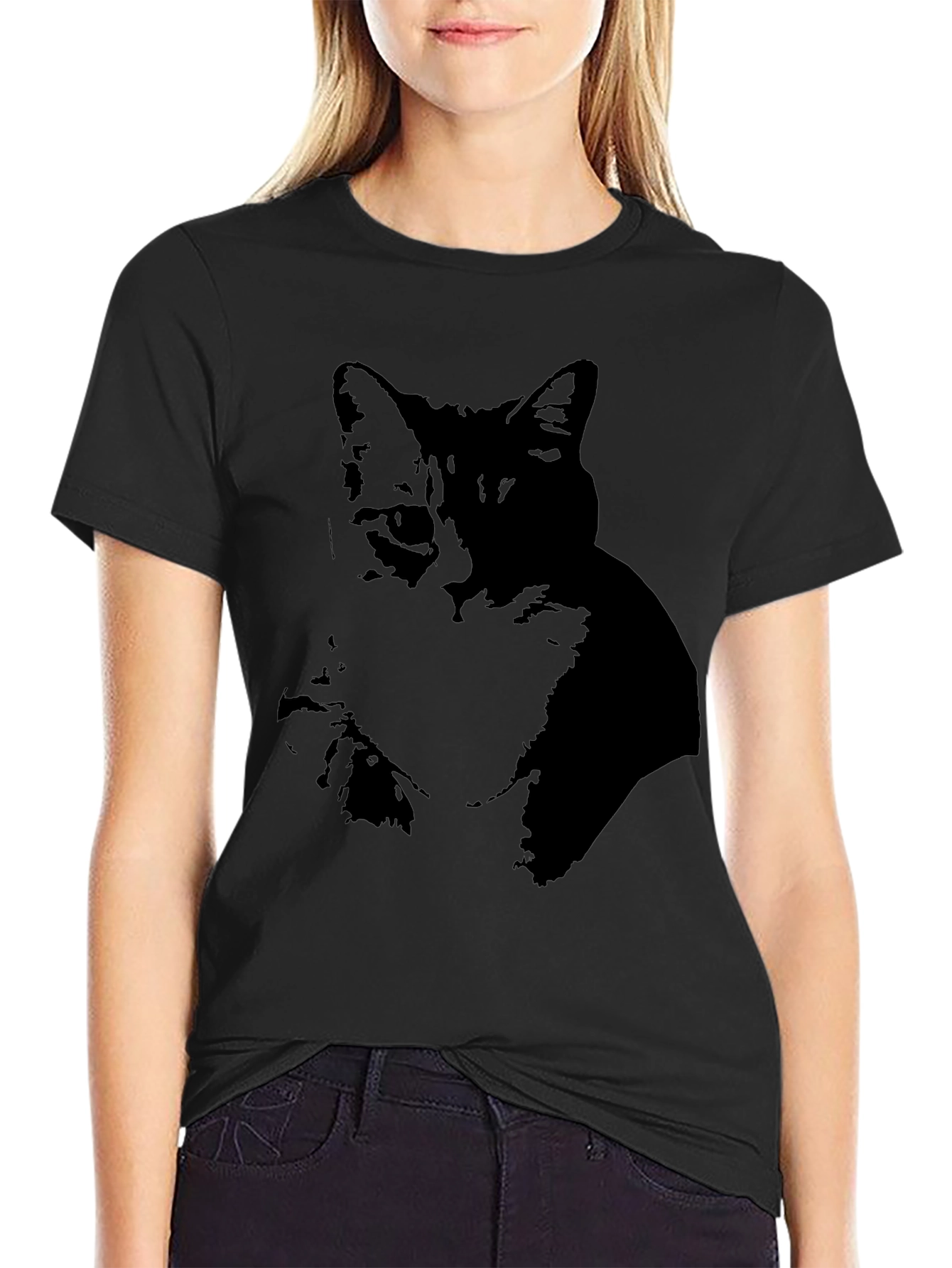 Black Cat Silhouette Graphic Tee
