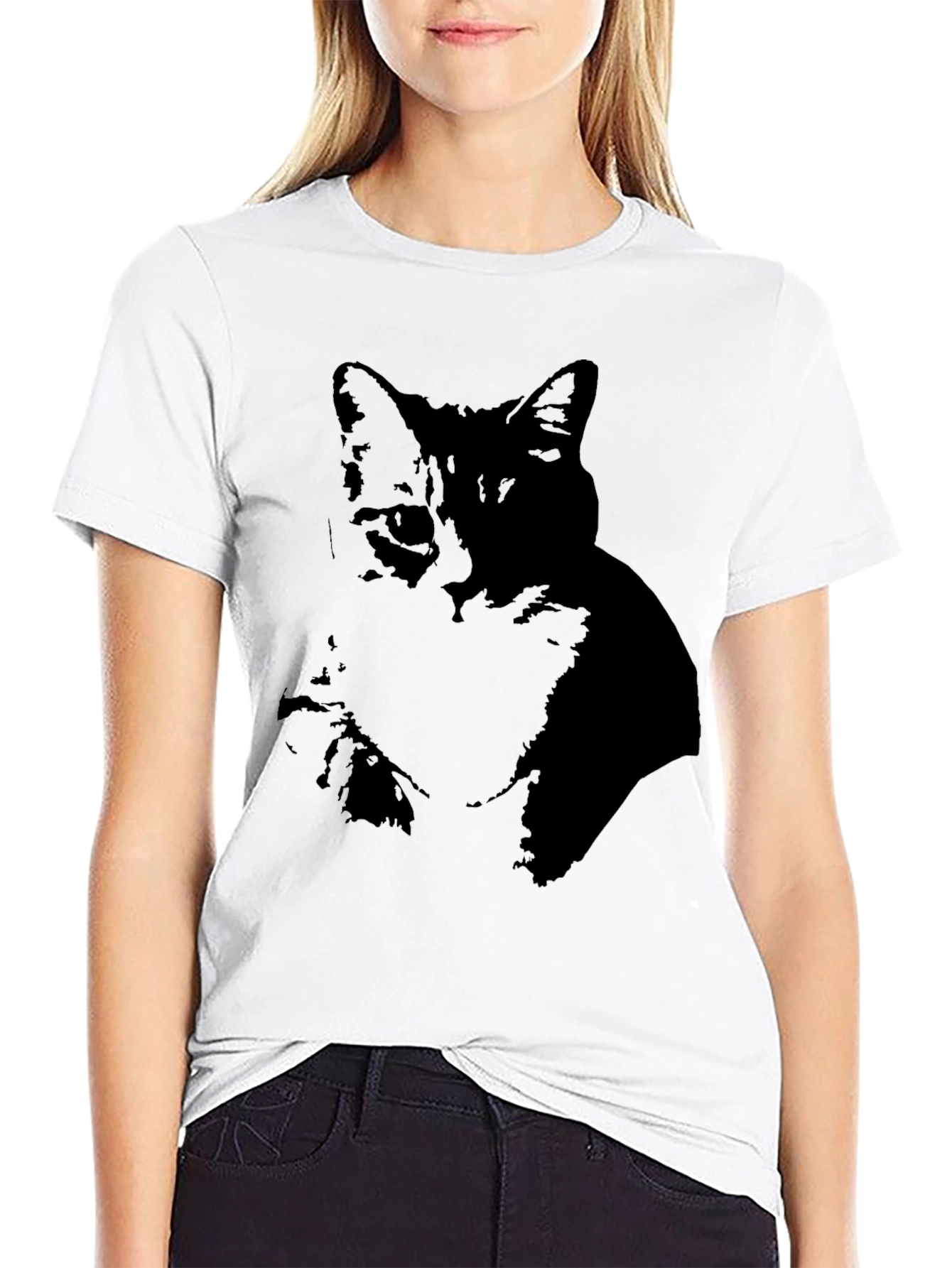 Black Cat Silhouette Graphic Tee
