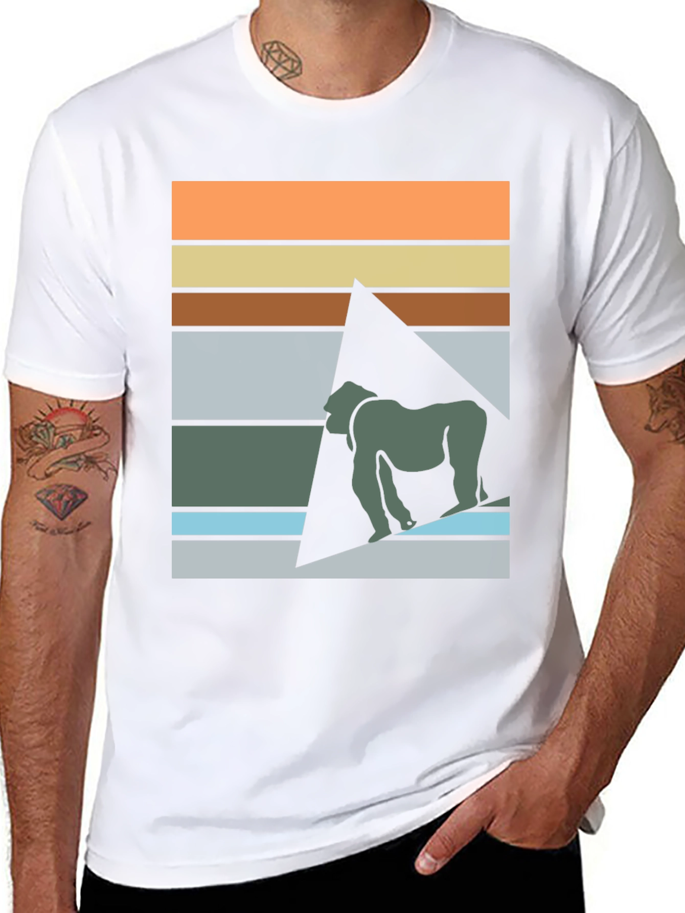 Retro Gorilla Graphic Tee - Mens Black T-Shirt