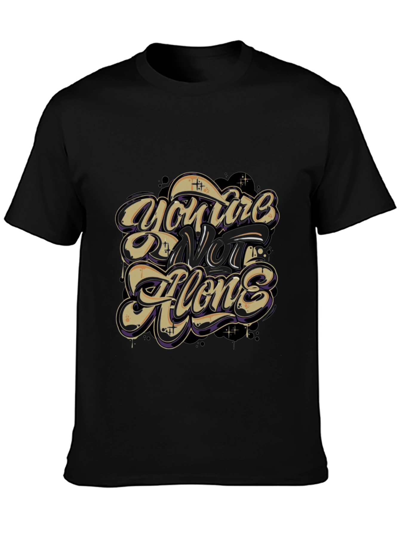 Inspirational Youre Not Alone Black Graphic Tee