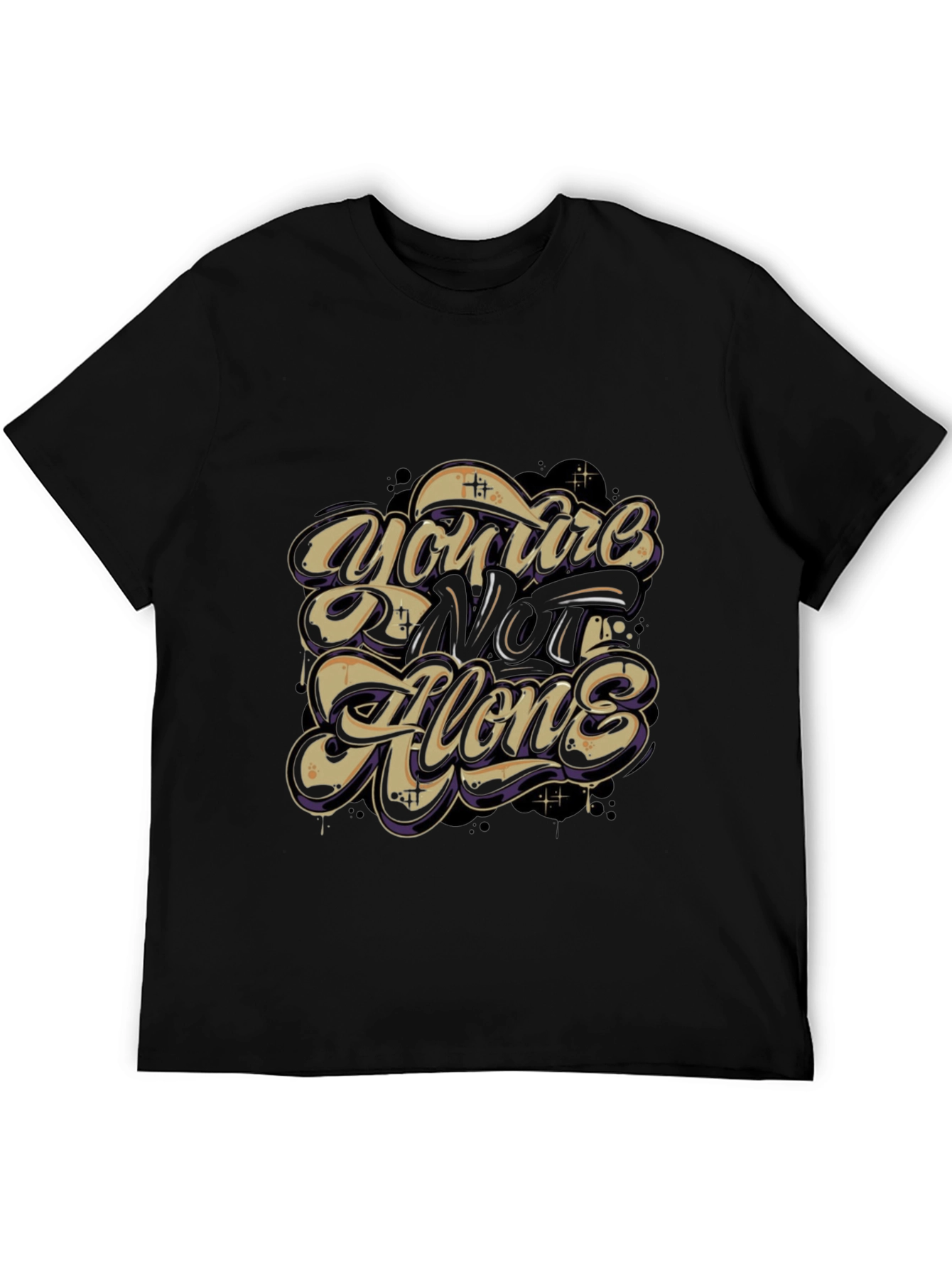 Inspirational Youre Not Alone Black Graphic Tee