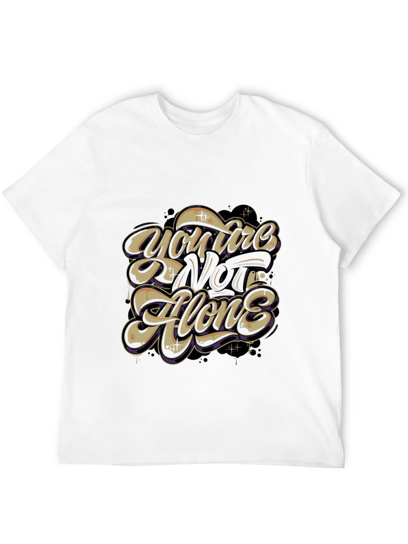Inspirational Youre Not Alone Black Graphic Tee