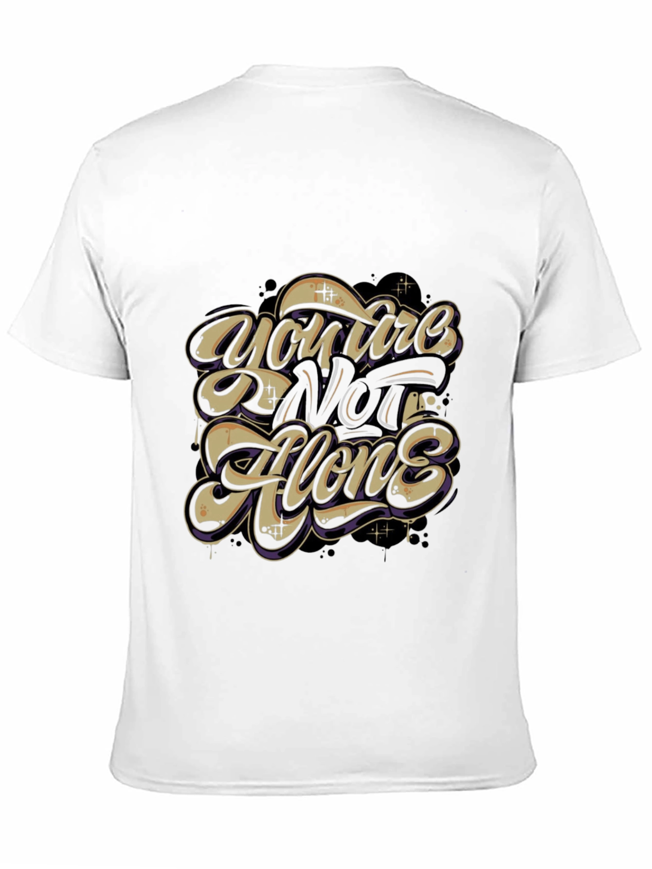 Inspirational Youre Not Alone Black Graphic Tee