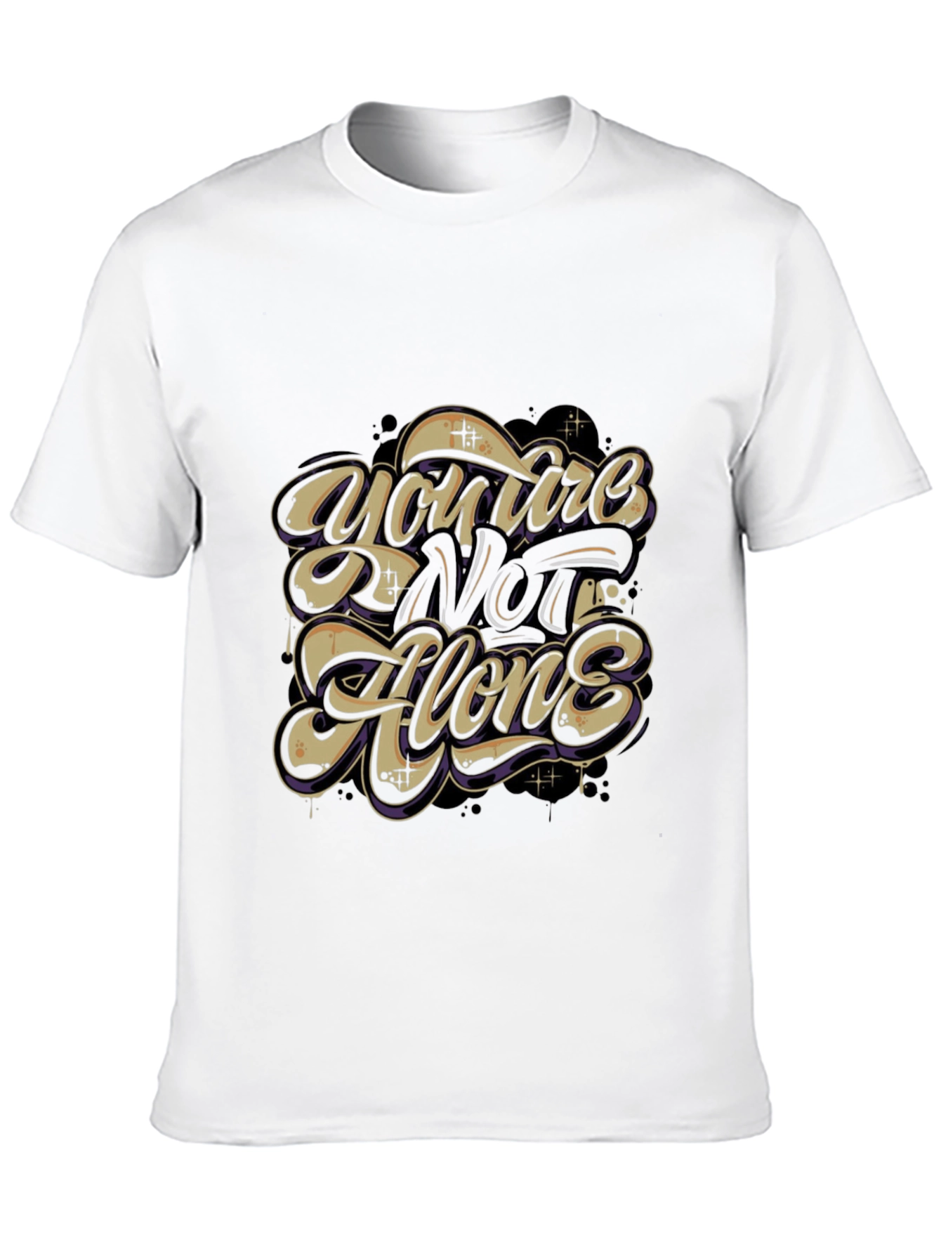 Inspirational Youre Not Alone Black Graphic Tee