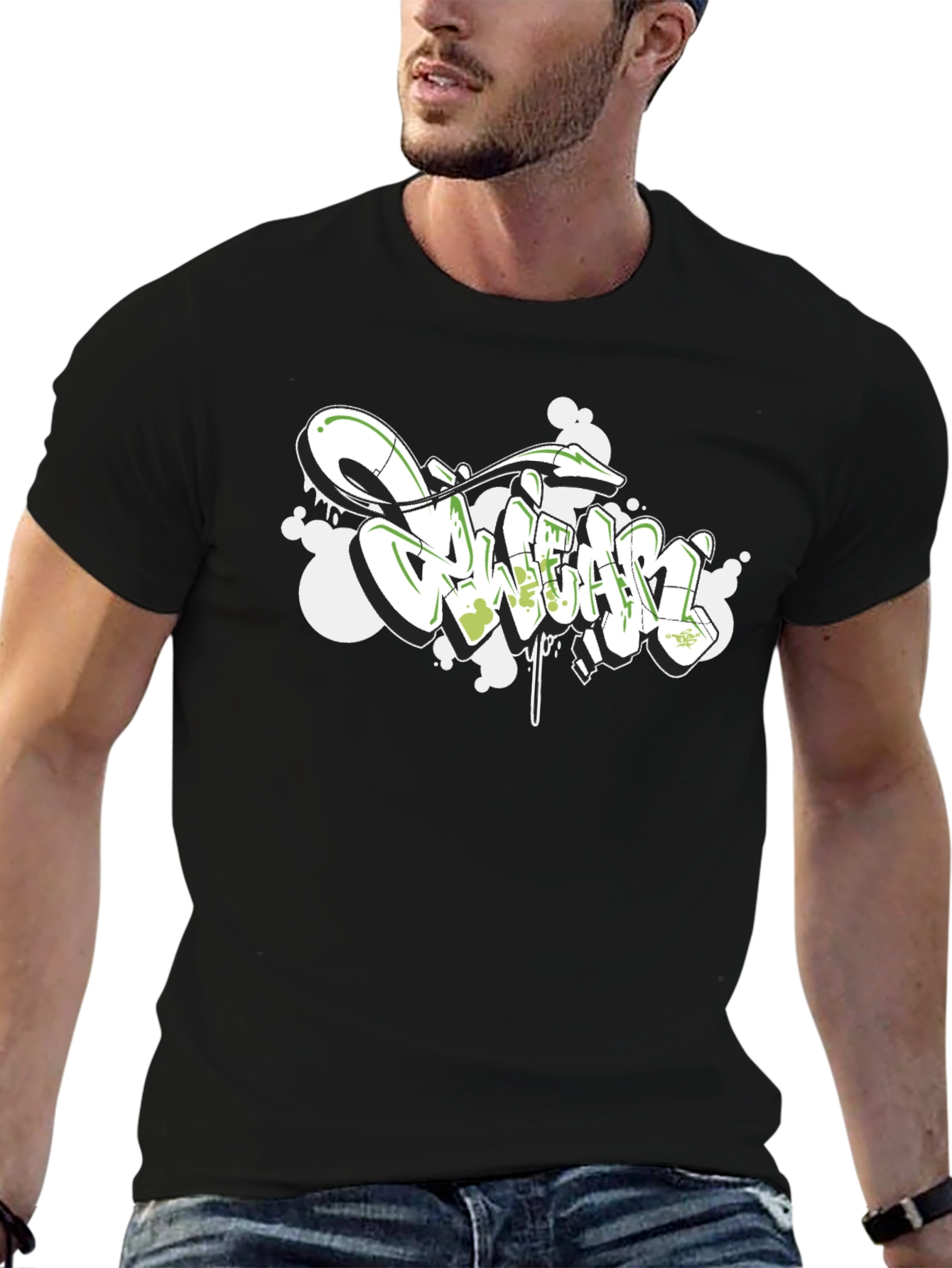 Urban Graffiti Style Black T-Shirt