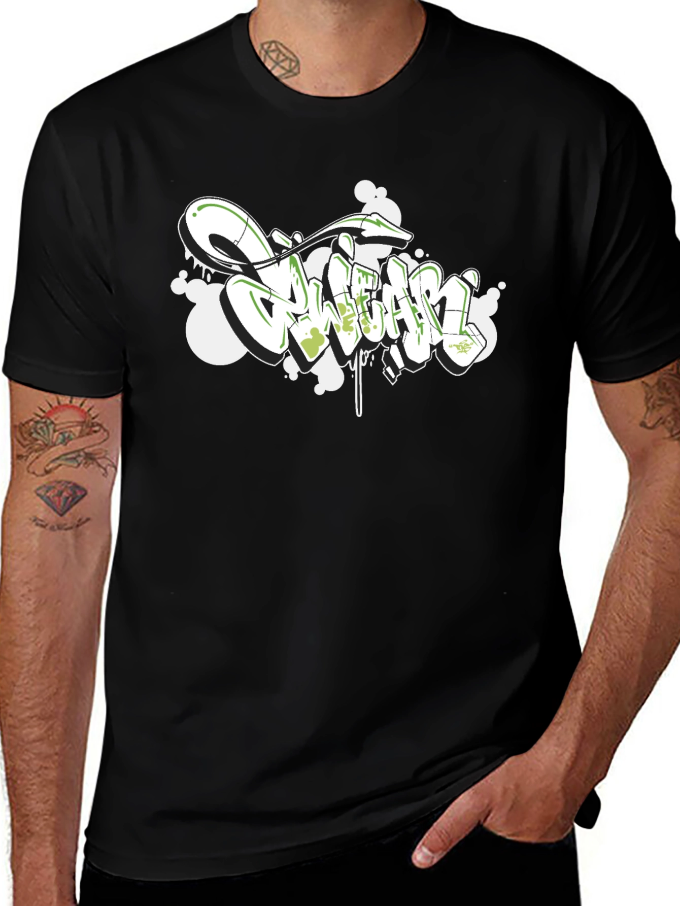 Urban Graffiti Style Black T-Shirt