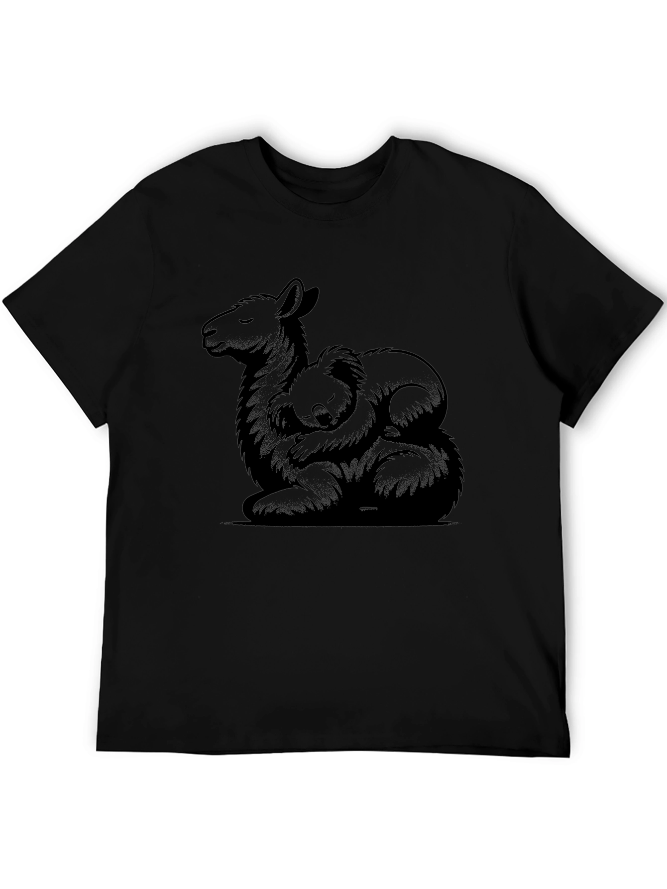 Llama and Koala Graphic Tee - Soft Black Shirt