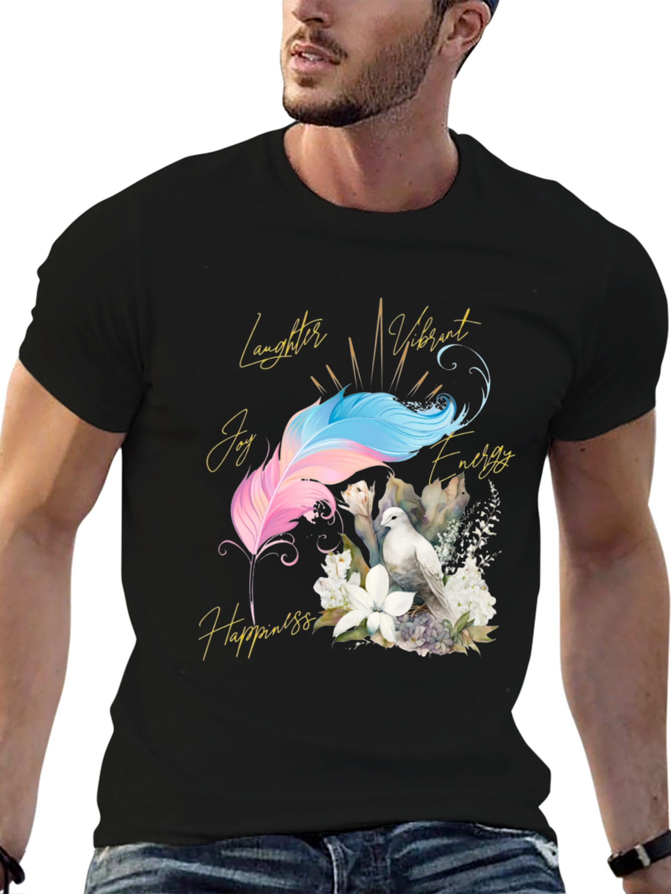 Dove Feather Positive Vibes Graphic Tee