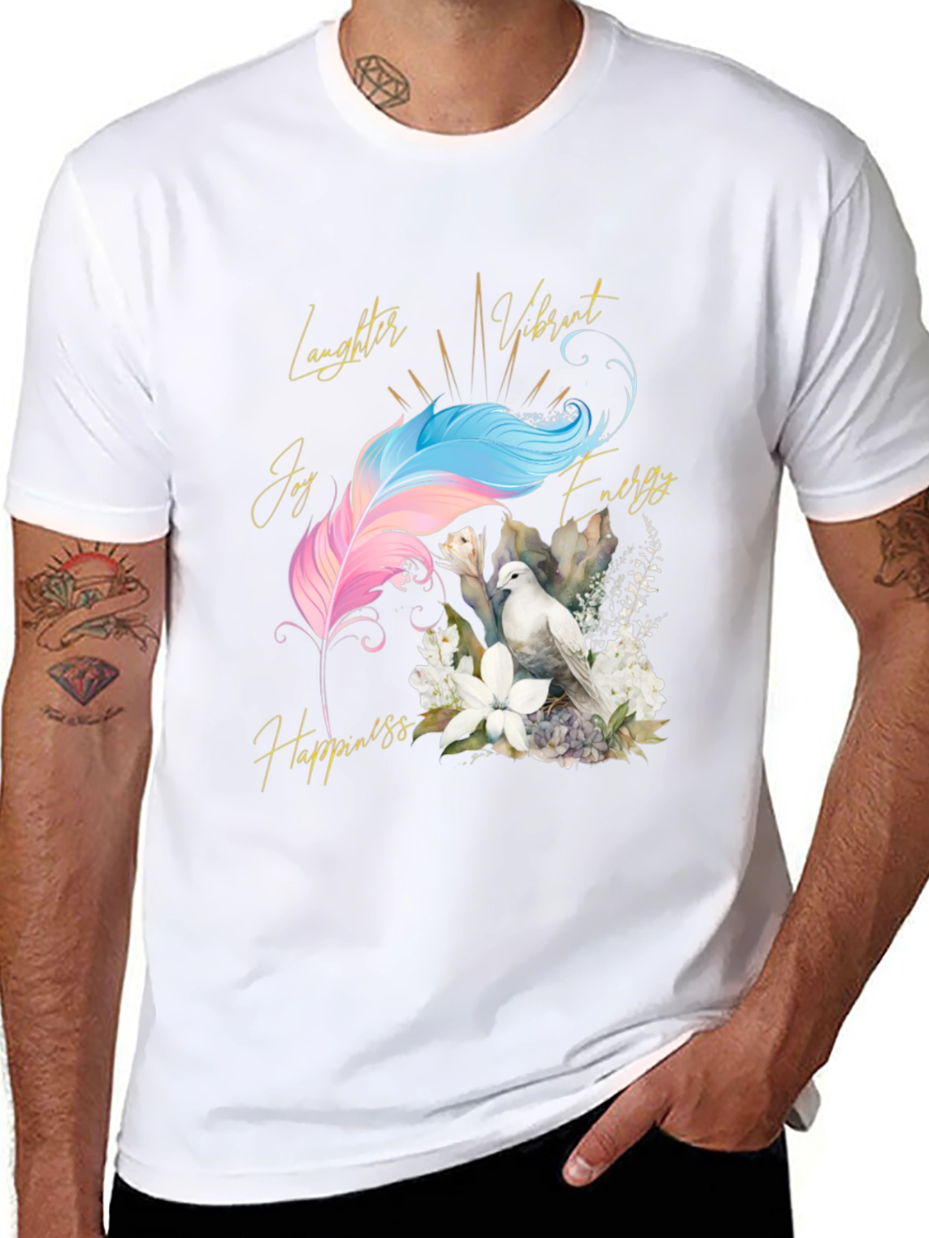 Dove Feather Positive Vibes Graphic Tee