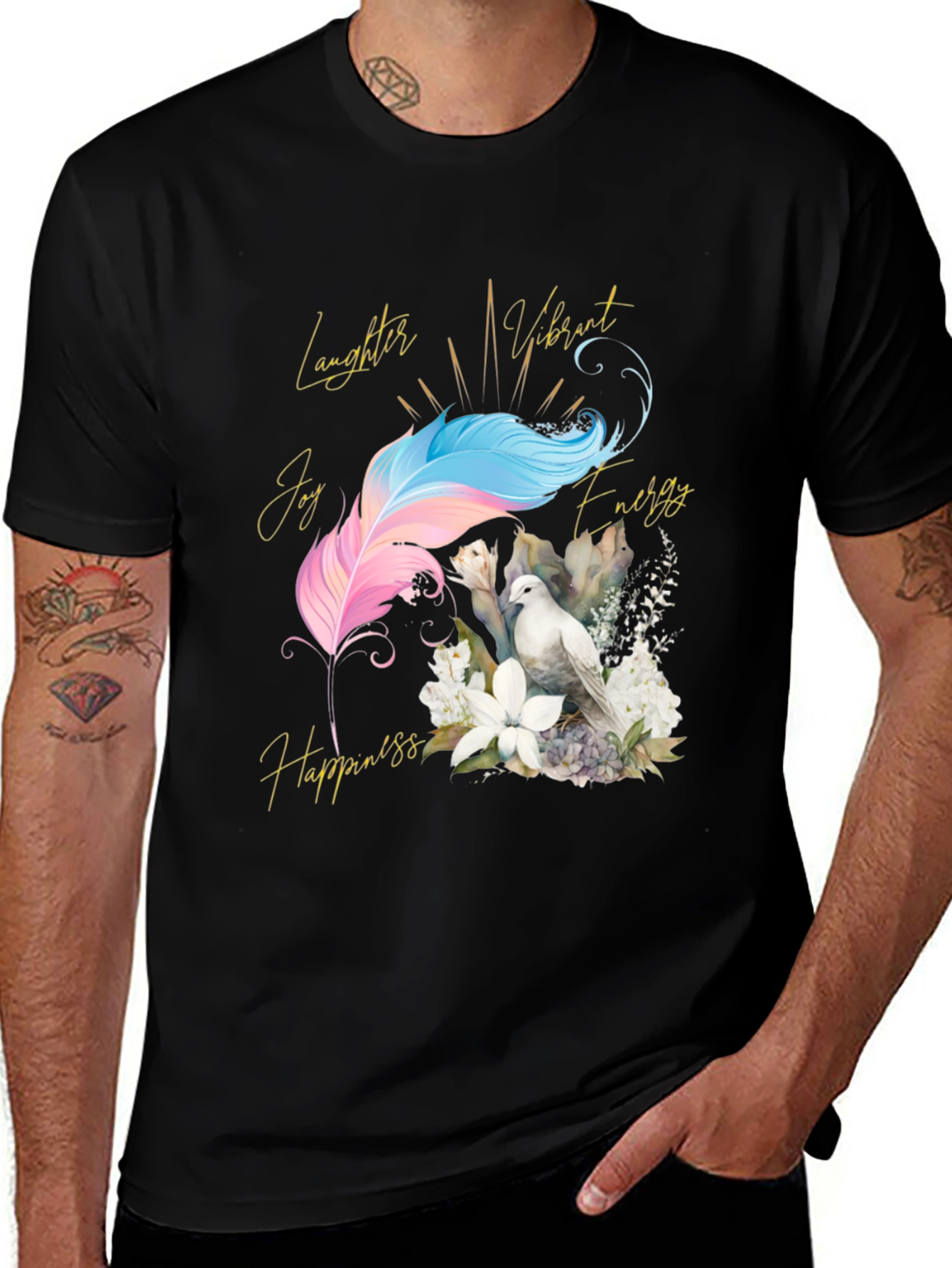 Dove Feather Positive Vibes Graphic Tee