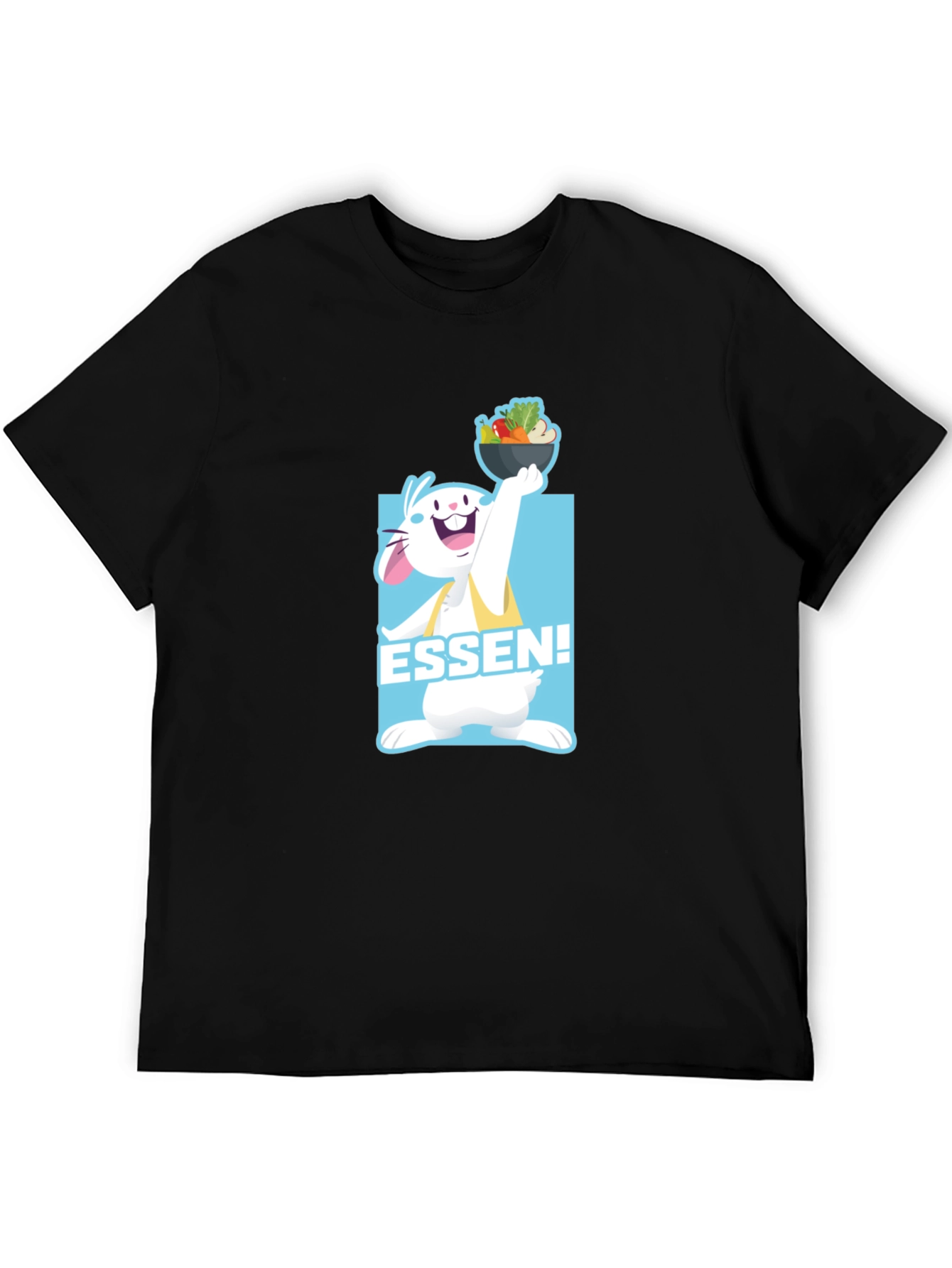 Essen! Cartoon Rabbit Black T-Shirt
