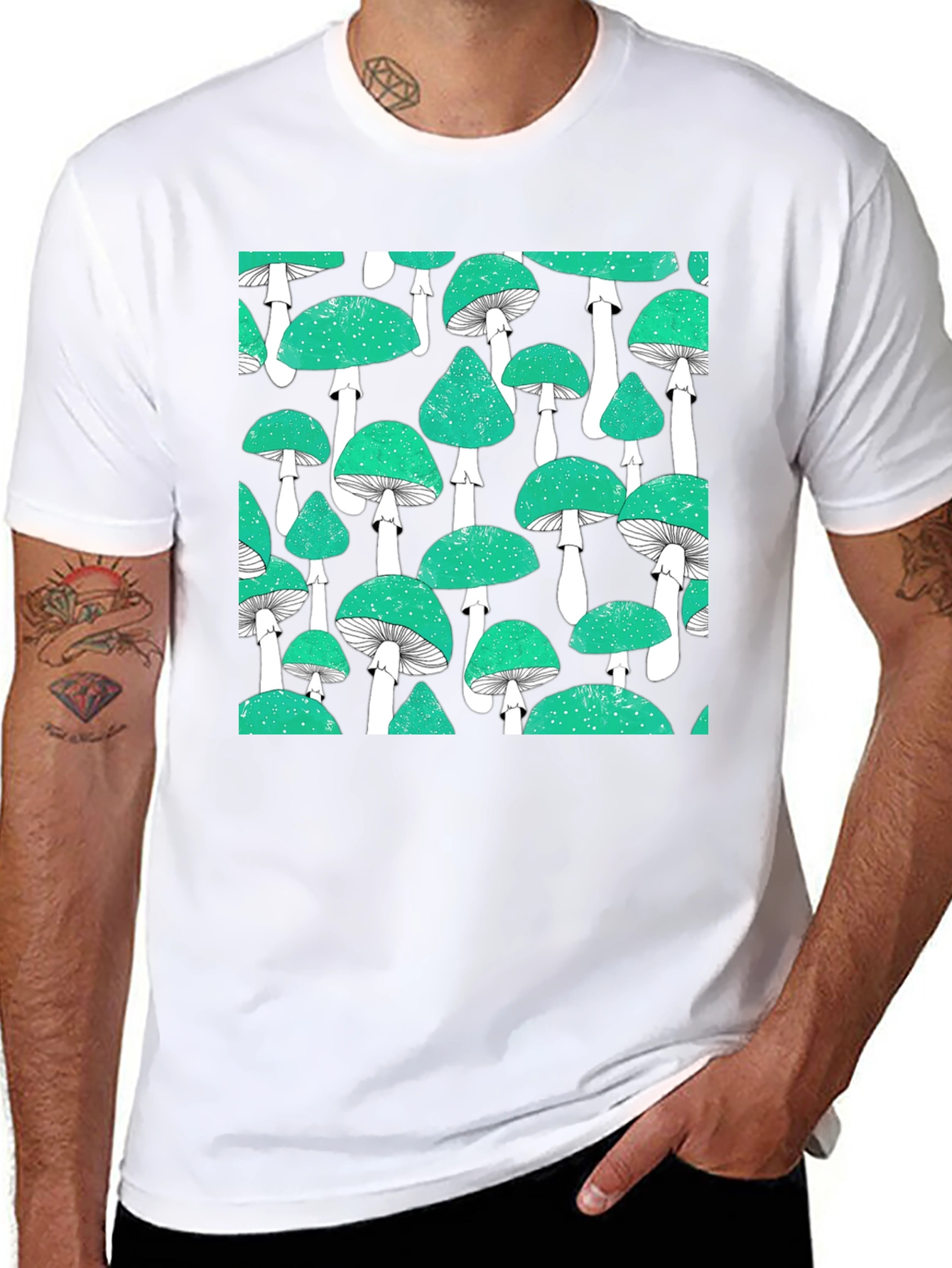 Mushroom Patterned T-Shirt