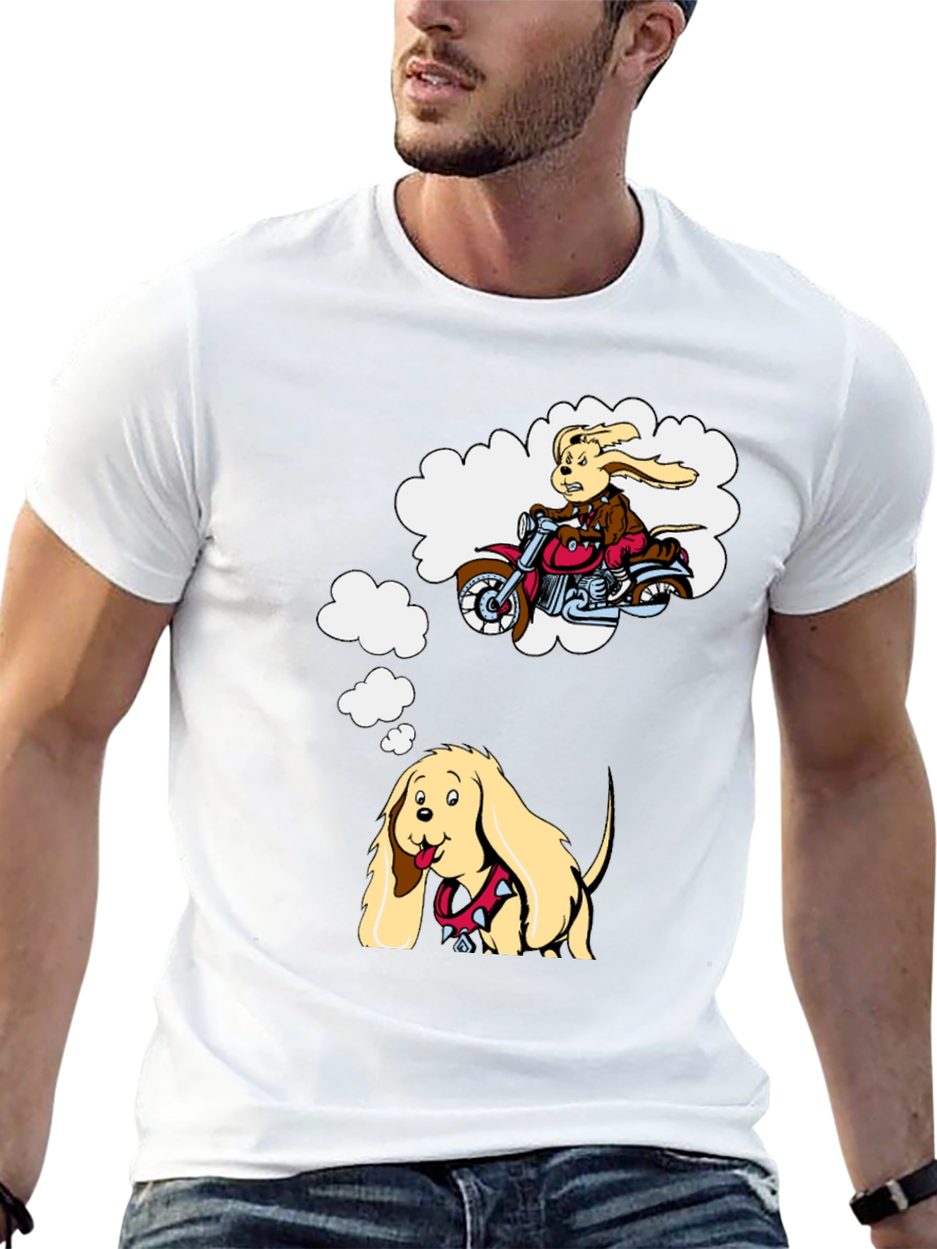 Dreaming Dog Graphic Tee - Black Cotton T-Shirt