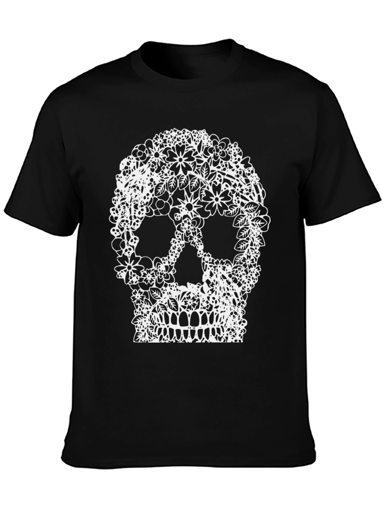 Floral Skull Graphic Tee - Unique Design