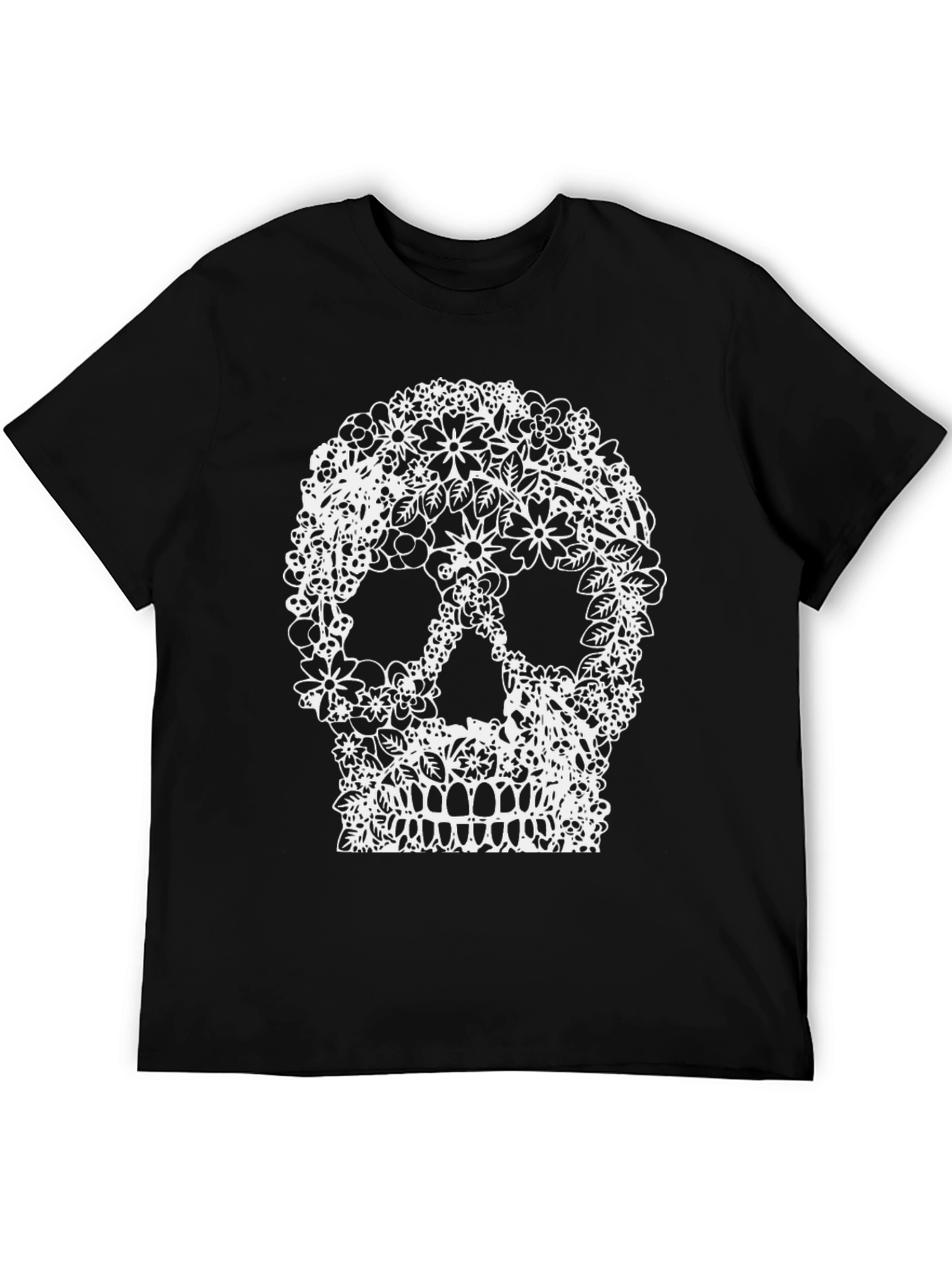 Floral Skull Graphic Tee - Unique Design