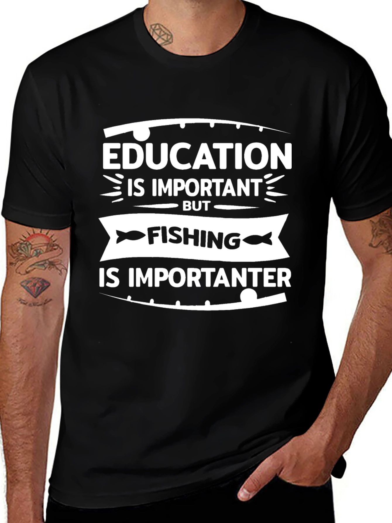 Funny Fishing T-Shirt - Education vs. Fishing