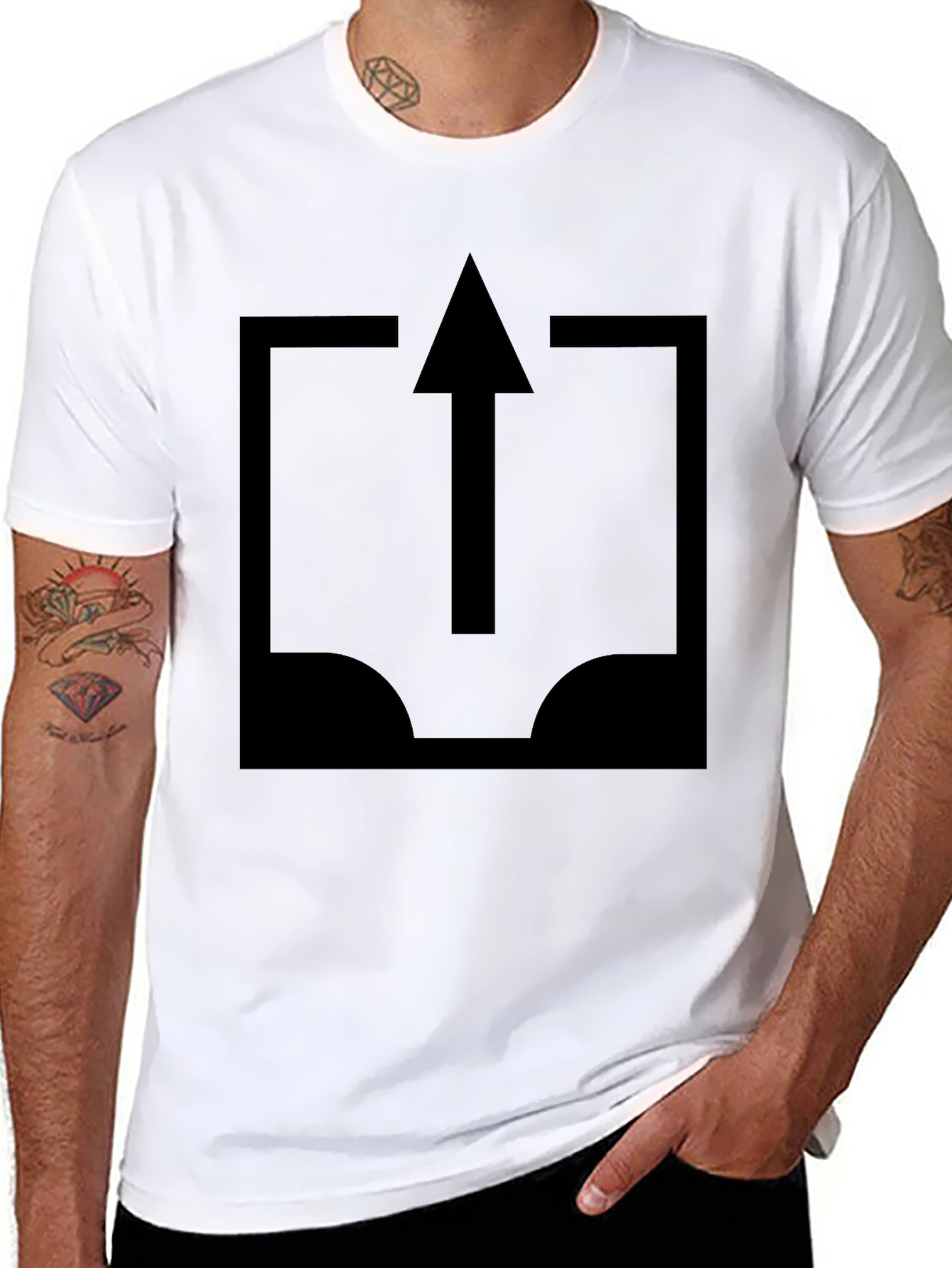 Arrow Upload Graphic Tee - Stylish Black T-Shirt