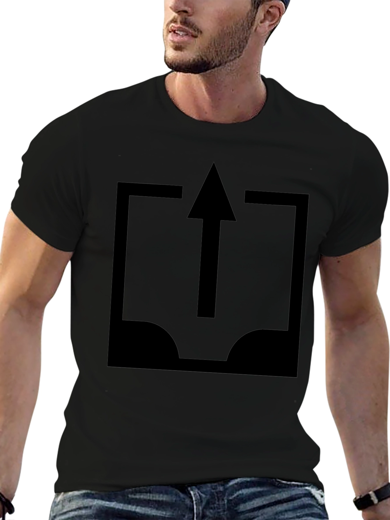 Arrow Upload Graphic Tee - Stylish Black T-Shirt