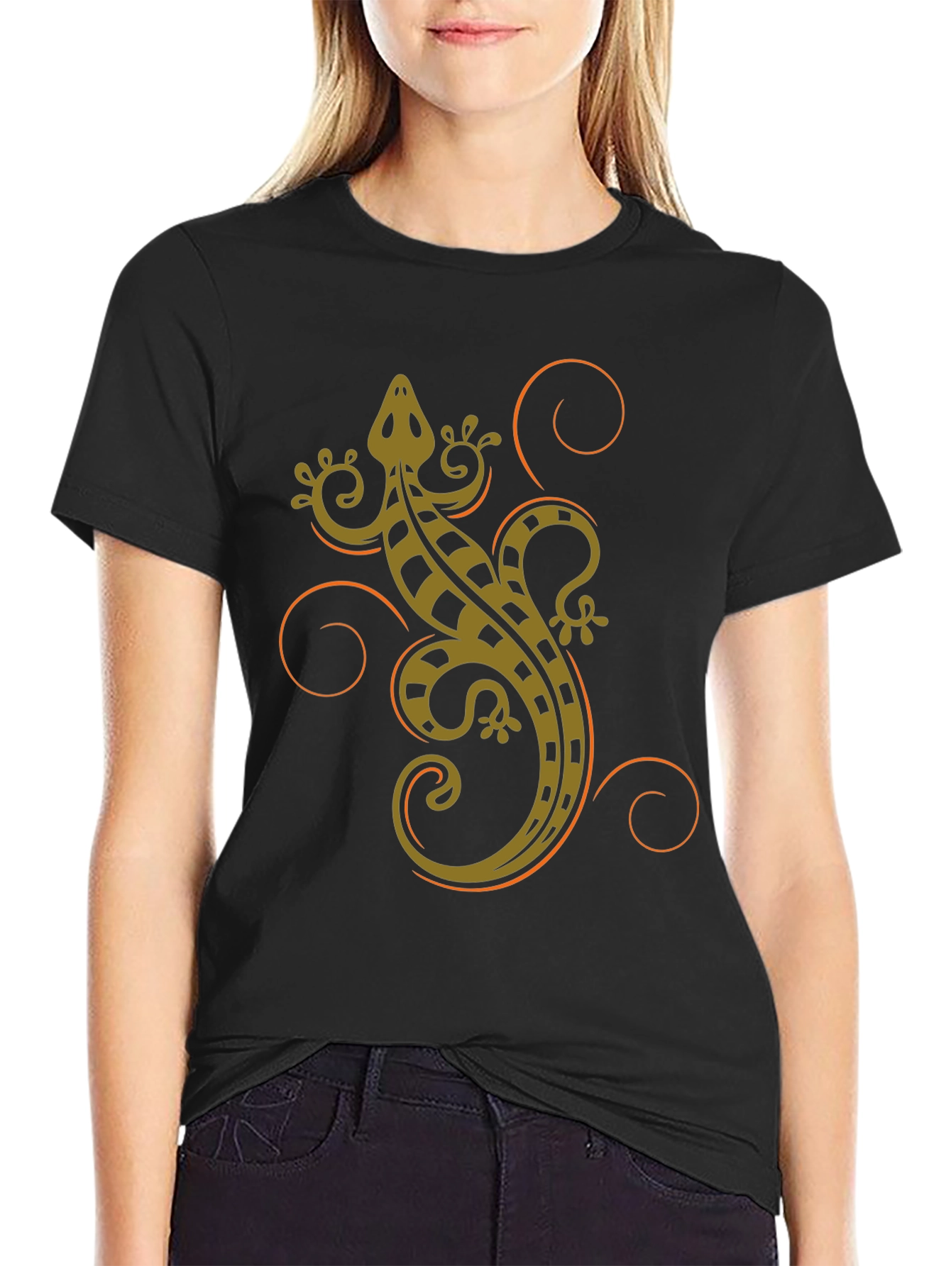 Tribal Gecko Graphic Tee - Cool Reptile Shirt