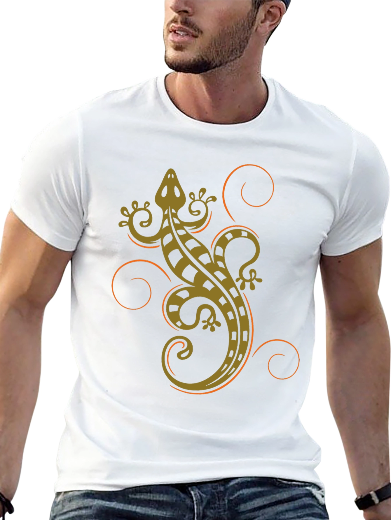 Tribal Gecko Graphic Tee - Cool Reptile Shirt